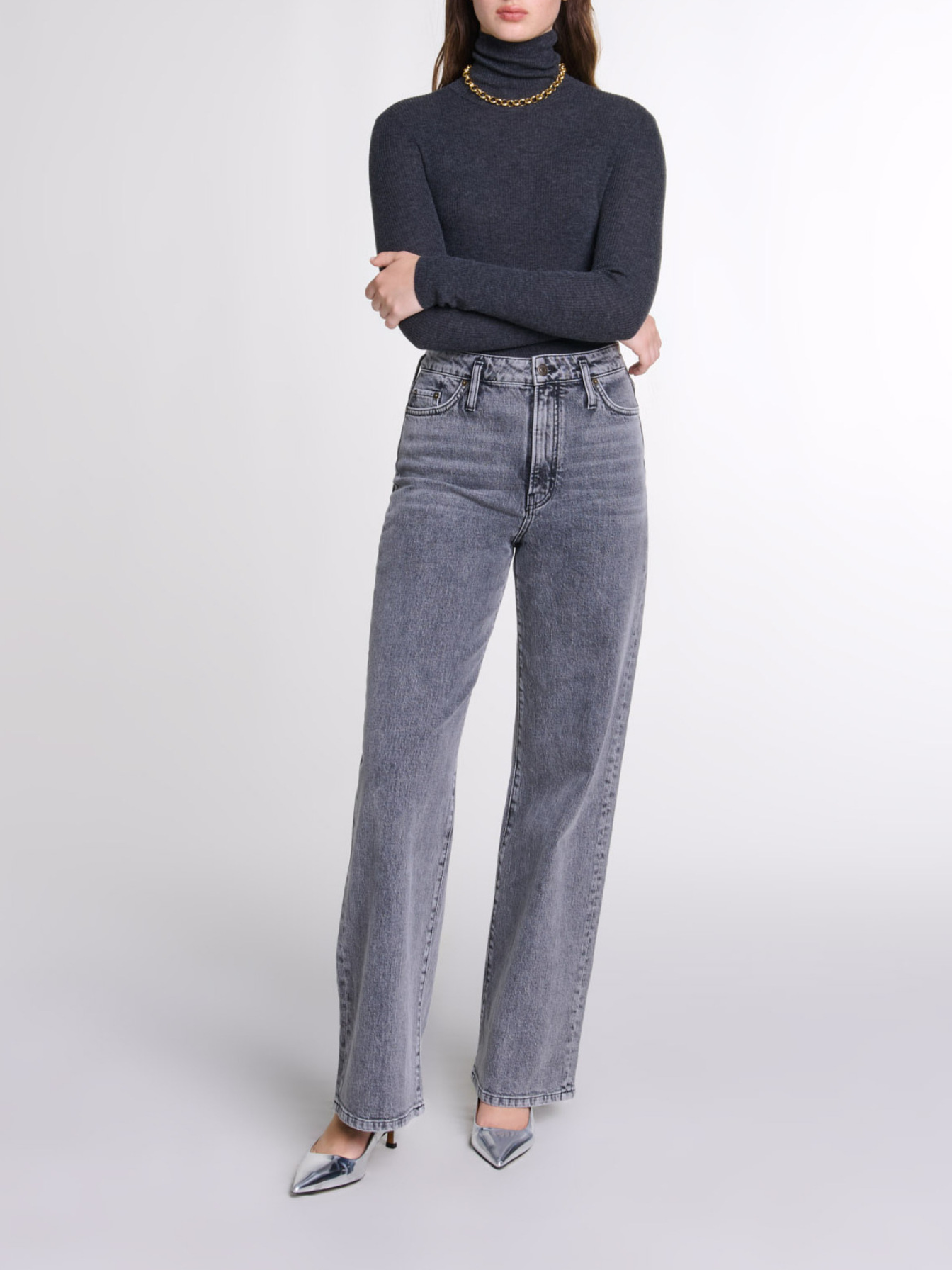 Maje Woman's wool Wool and silk jumper for Fall/Winter, in color Grey / Grey