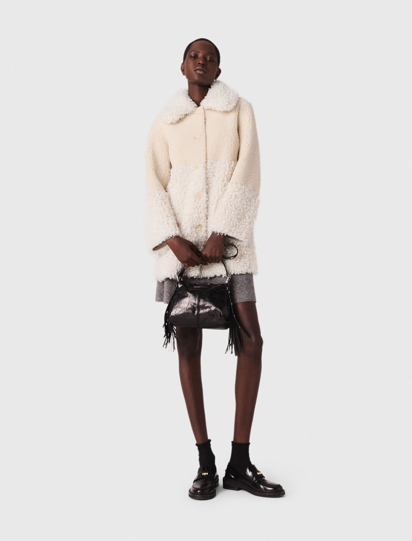 Long faux fur coat White For Women | Maje