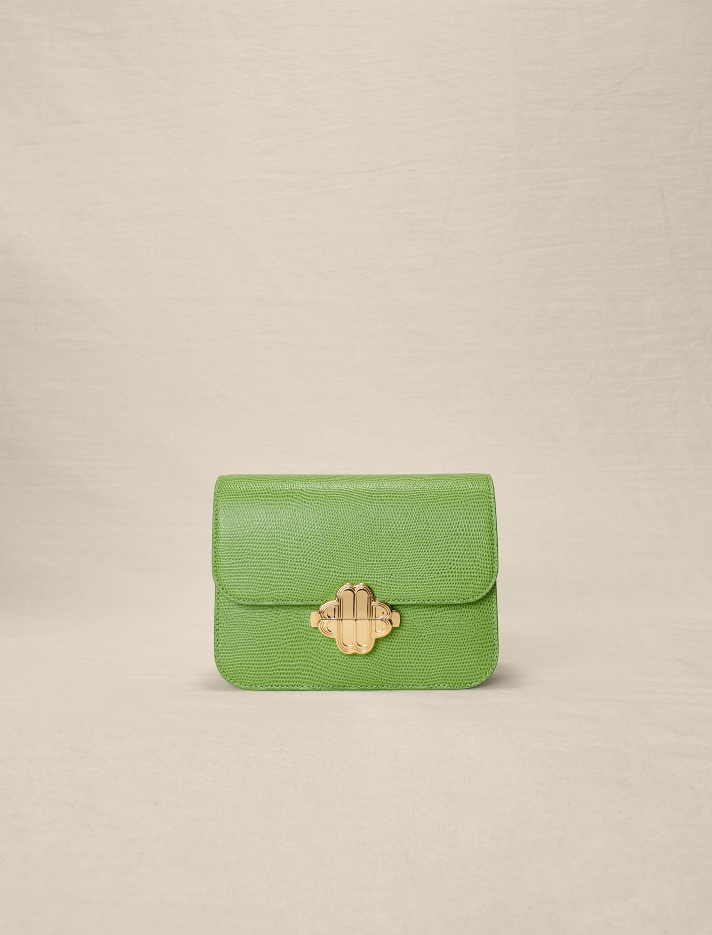 Petit Sac Rectangulaire Lézard Verni Marron - Pochette De Soirée, Anses Cuir, Vintage