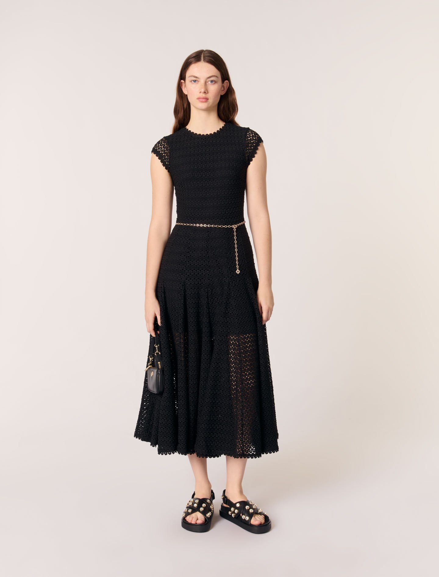 ワンピース Fallett crochet knit maxi dress 4FK682 Maje_MFPRO04086-2517_F_1.jpg