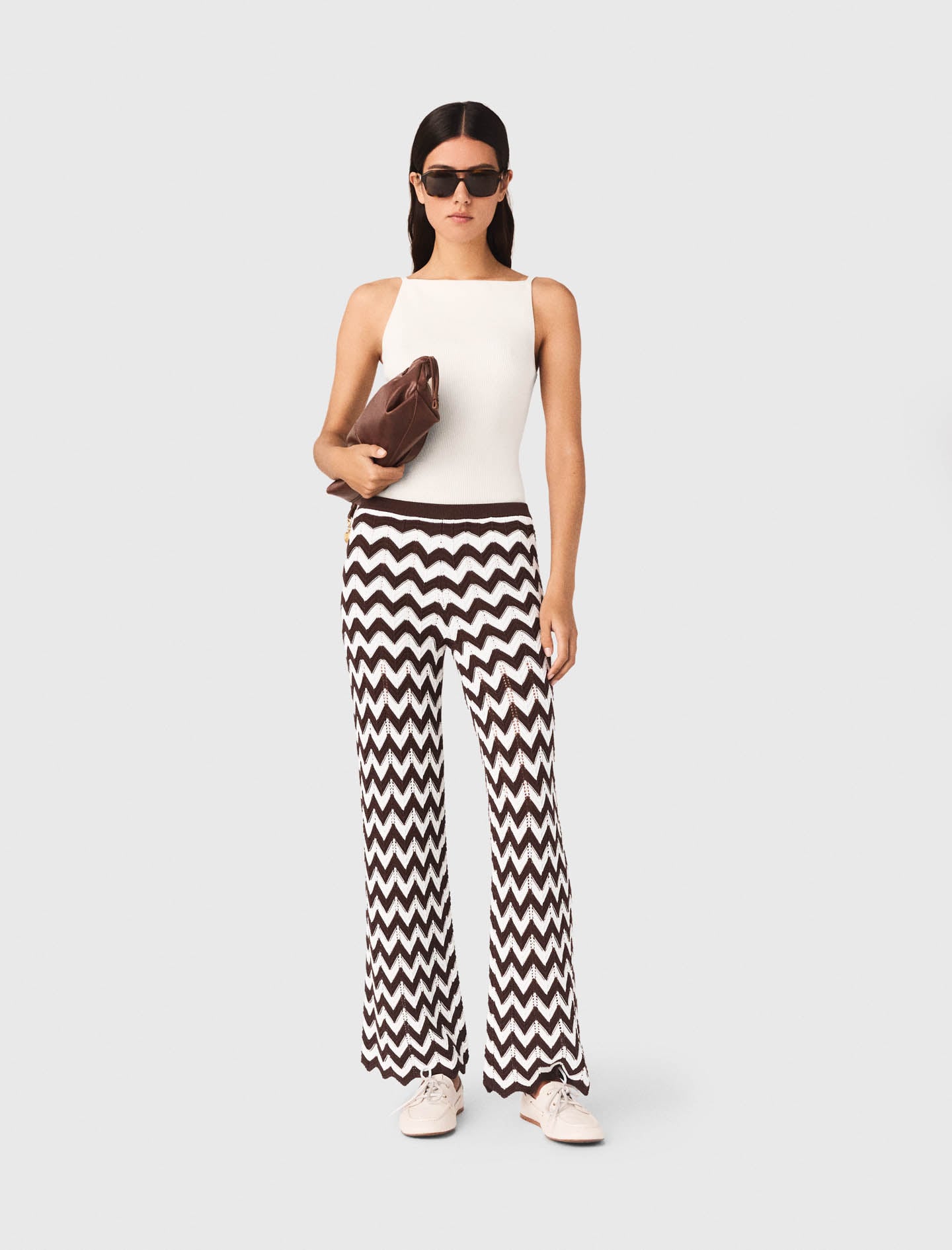 Maje Zigzag crochet trousers