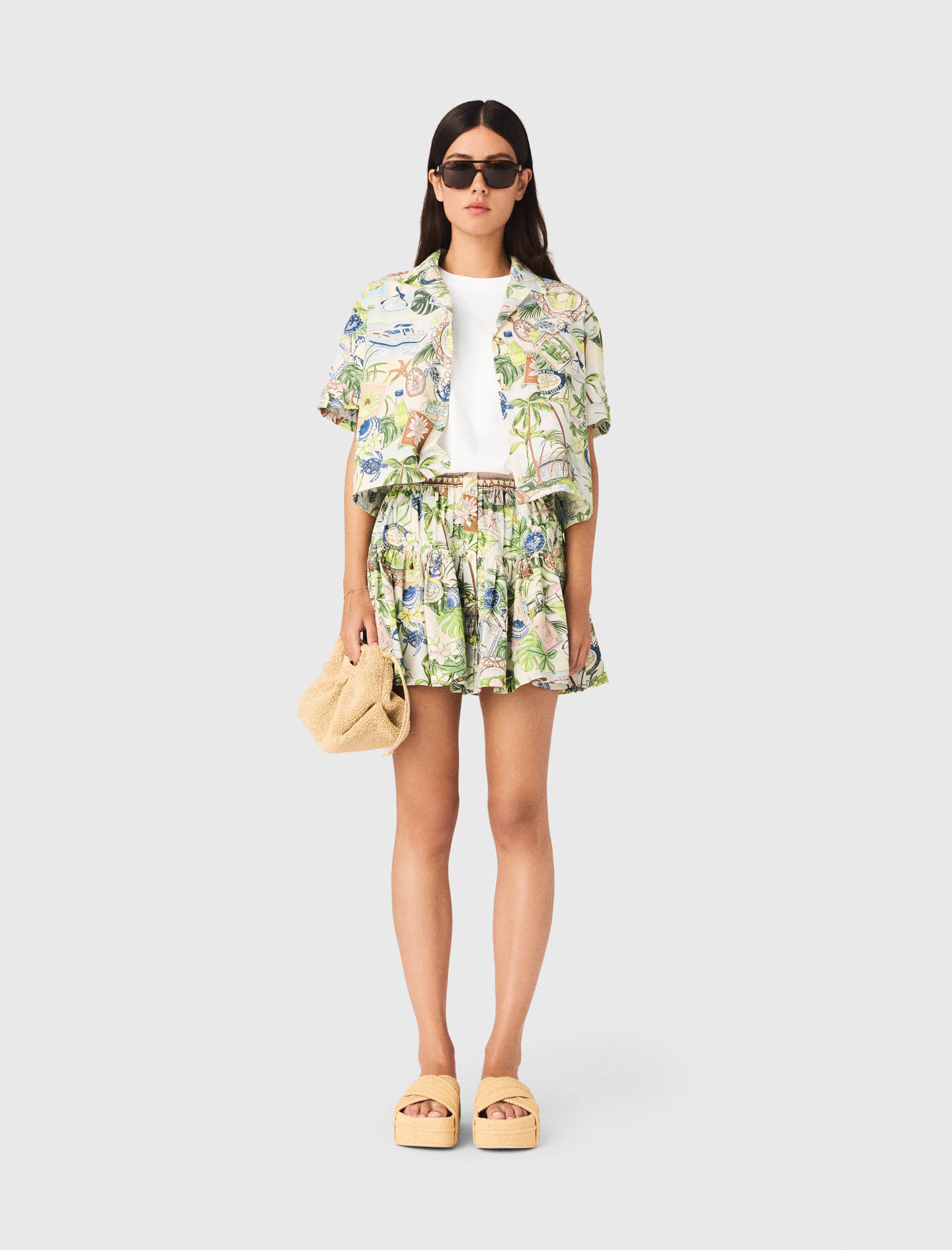 Maje Patterned cropped shirt