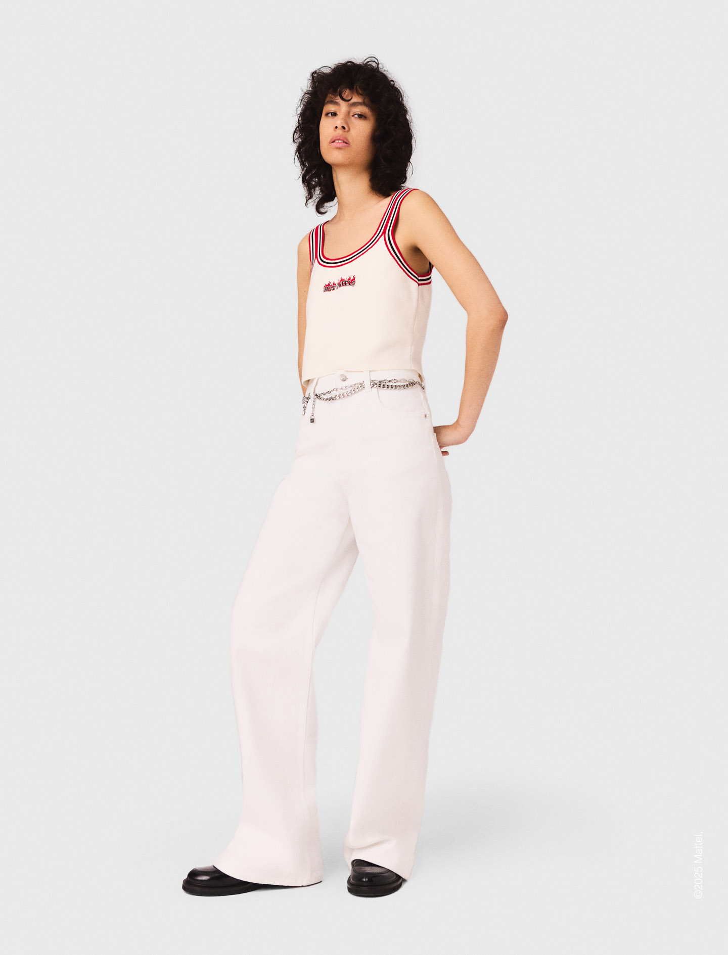 Maje Woman's cotton Knit crop top for Fall/Winter, in color White / White