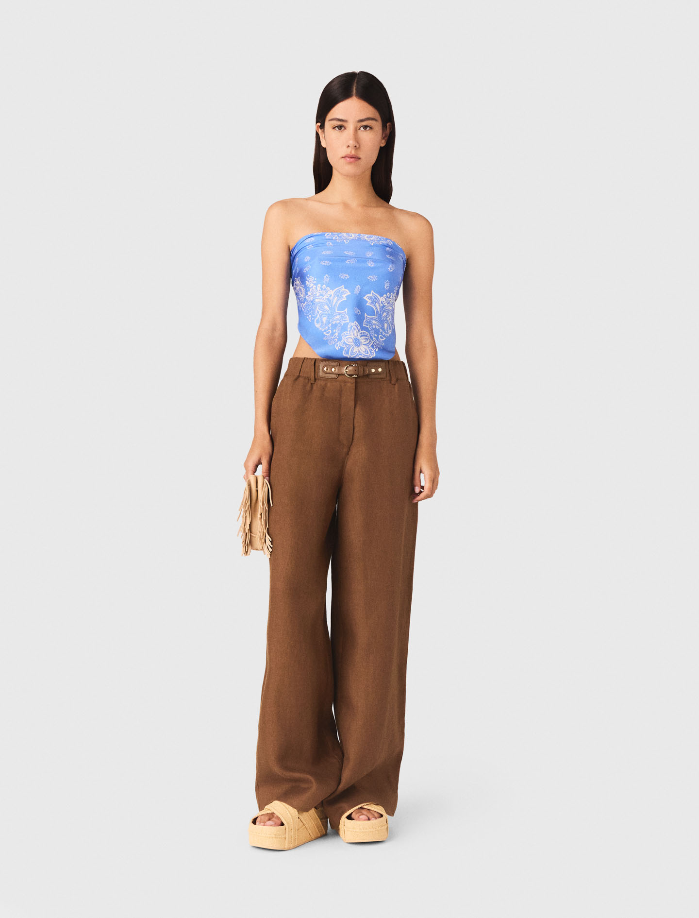 Maje Linen-blend trousers