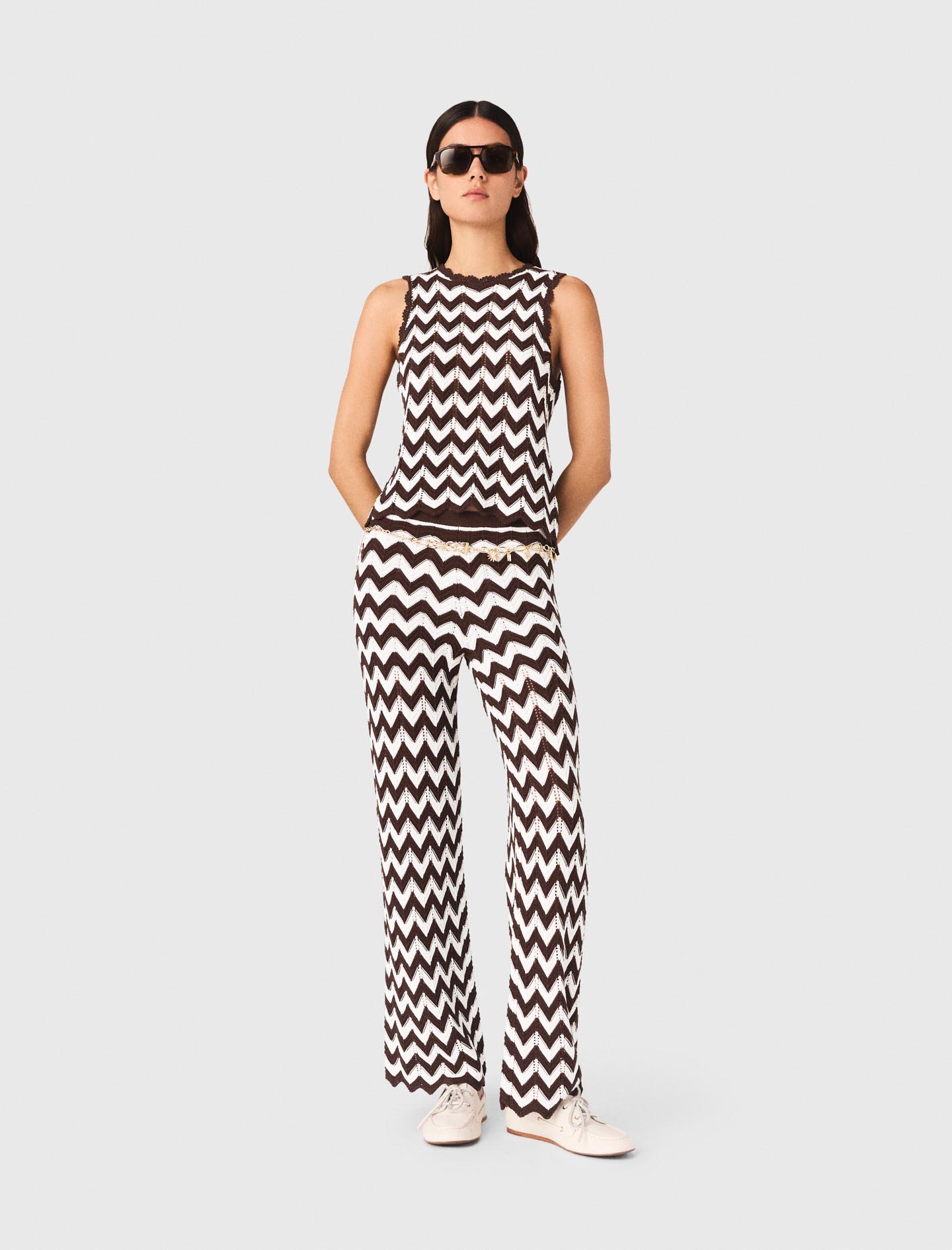 Maje Zigzag crochet top