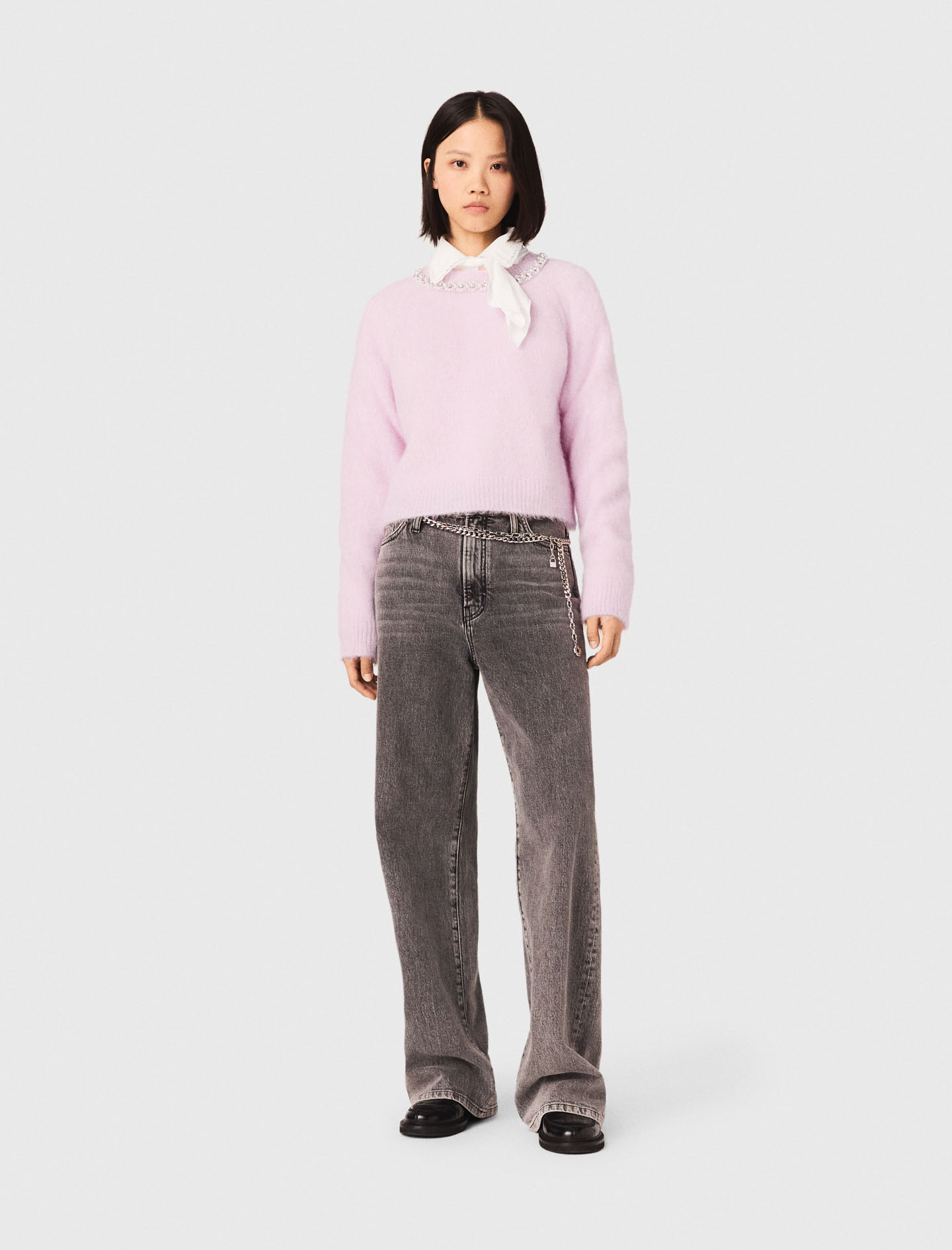 Maje Sweater with jewelry collar