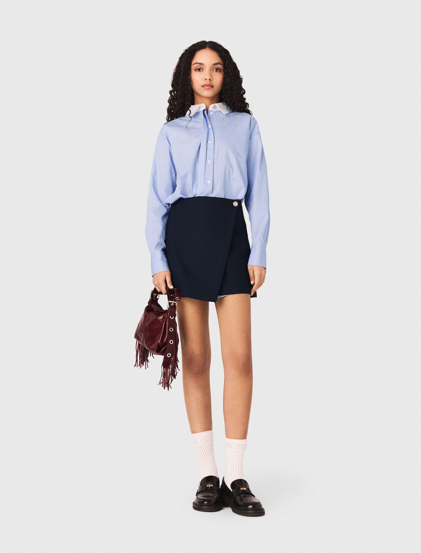 Maje Woman's cotton 2-in-1 shirt dress for Spring/Summer, in color Blue Sky / Blue