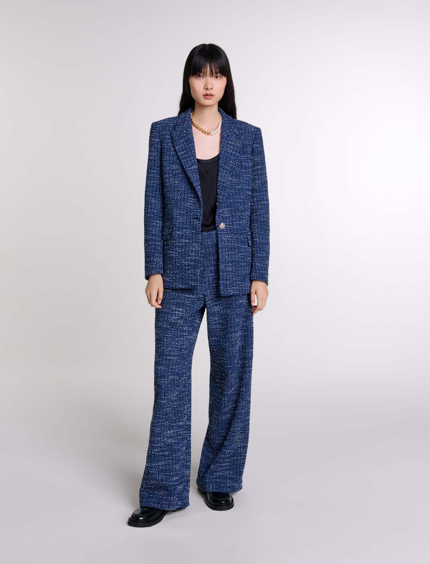 Maje Woman's cotton Tweed jacket for Fall/Winter, in color Blue / Blue