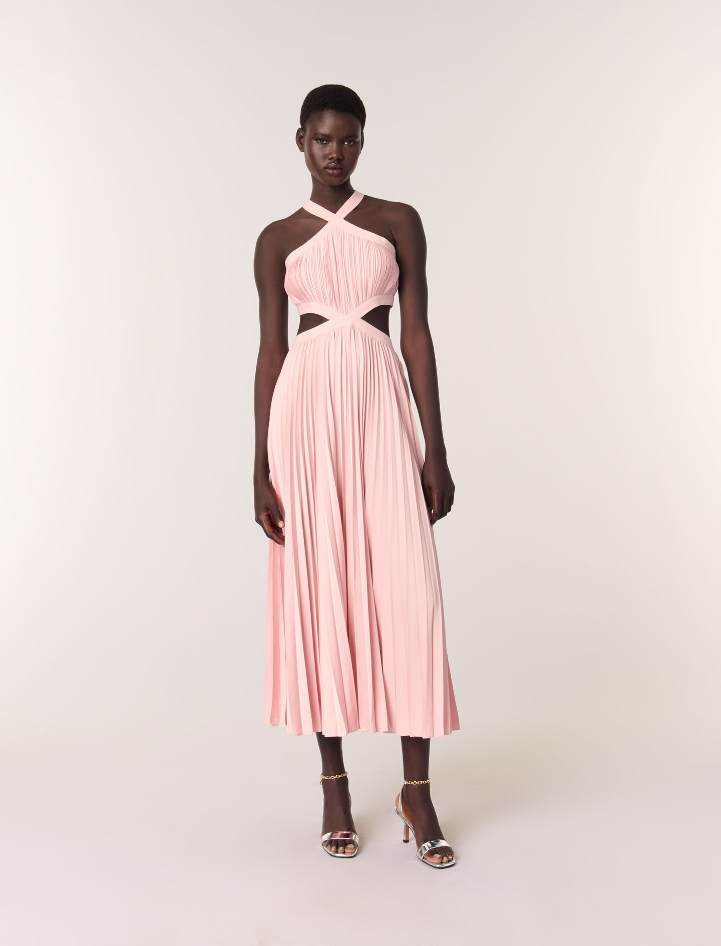Pleated maxi dress Pink For Women | Maje