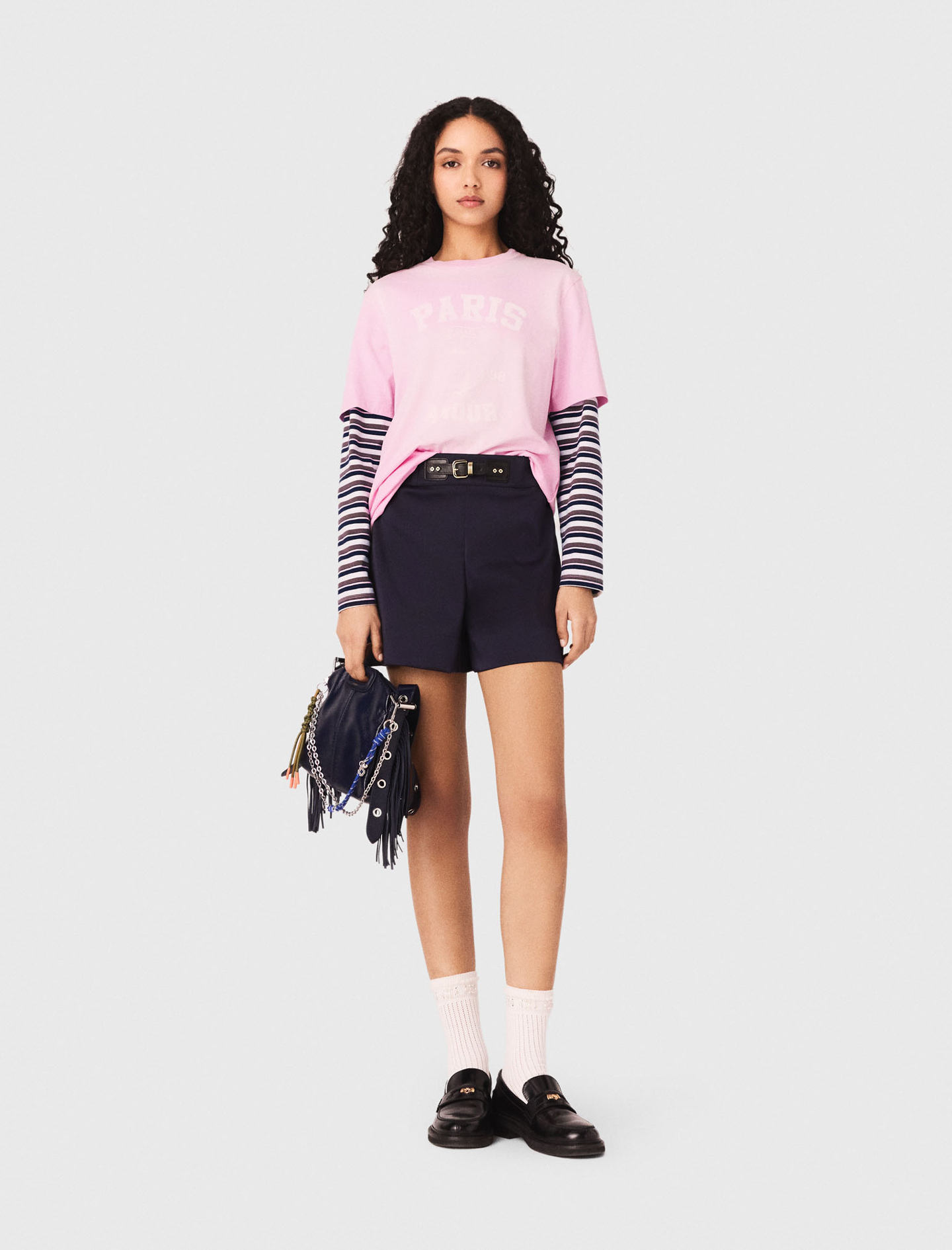Maje Woman's cotton Nautical print T-shirt for Spring/Summer, in color Pink / Red