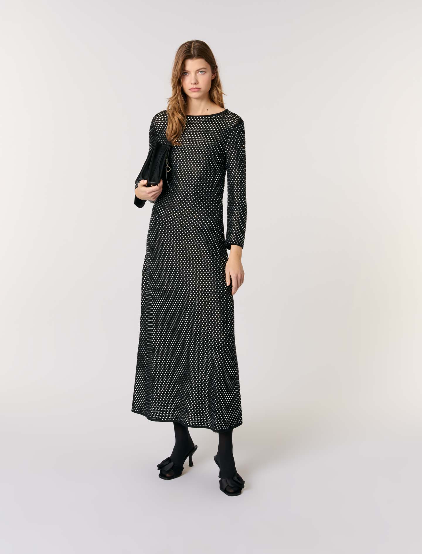 Attractive Black Rhinestone Maxi Dress main image 1