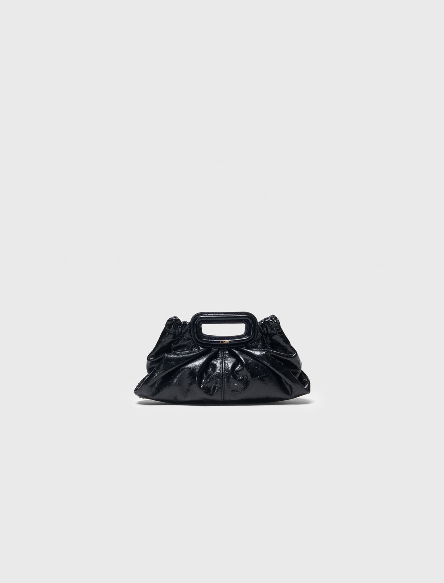 Milpli mini crackled leather clutch Black / Gray For Women | Maje