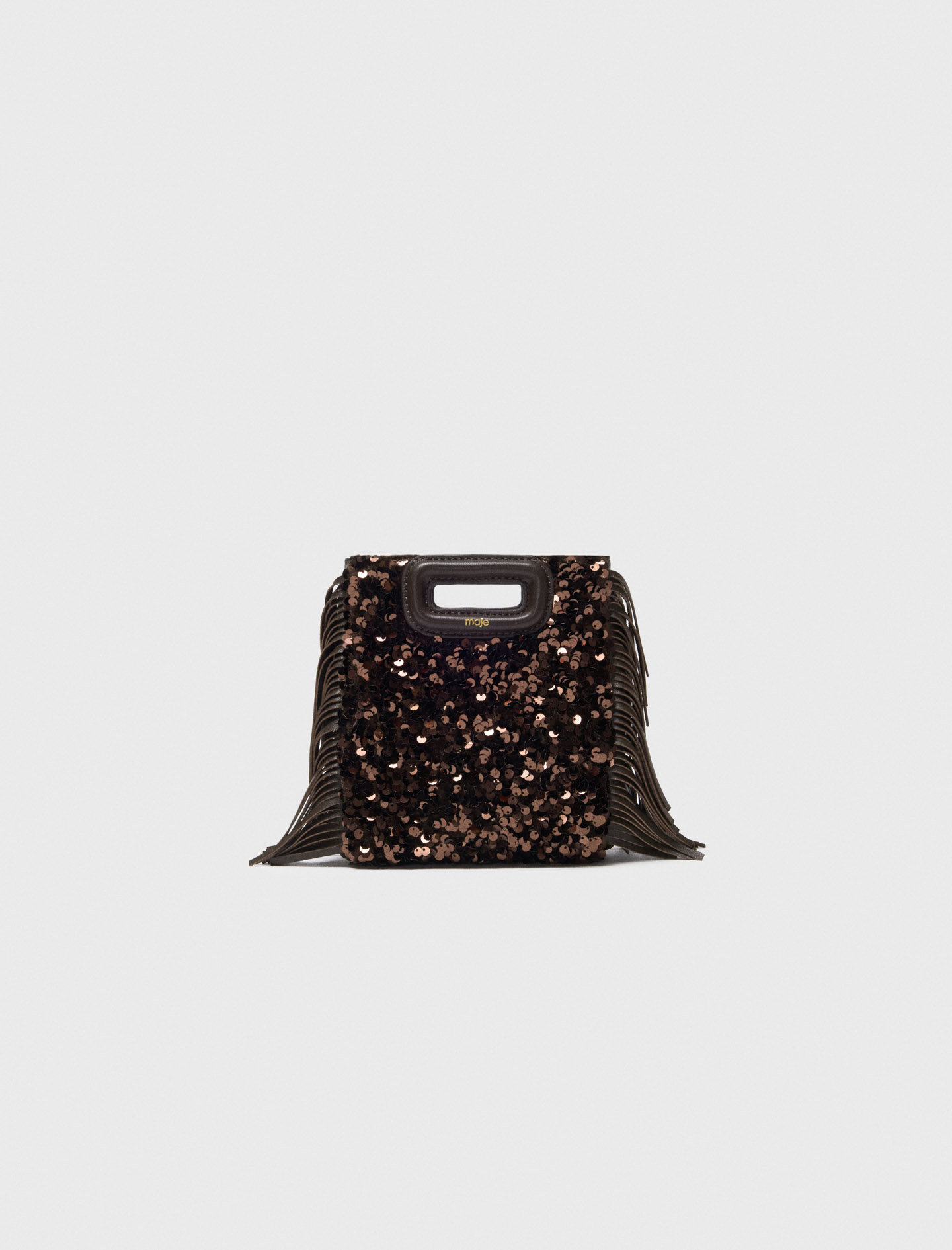 Maje Woman's polyester Sequin M mini bag for Fall/Winter, in color brown /