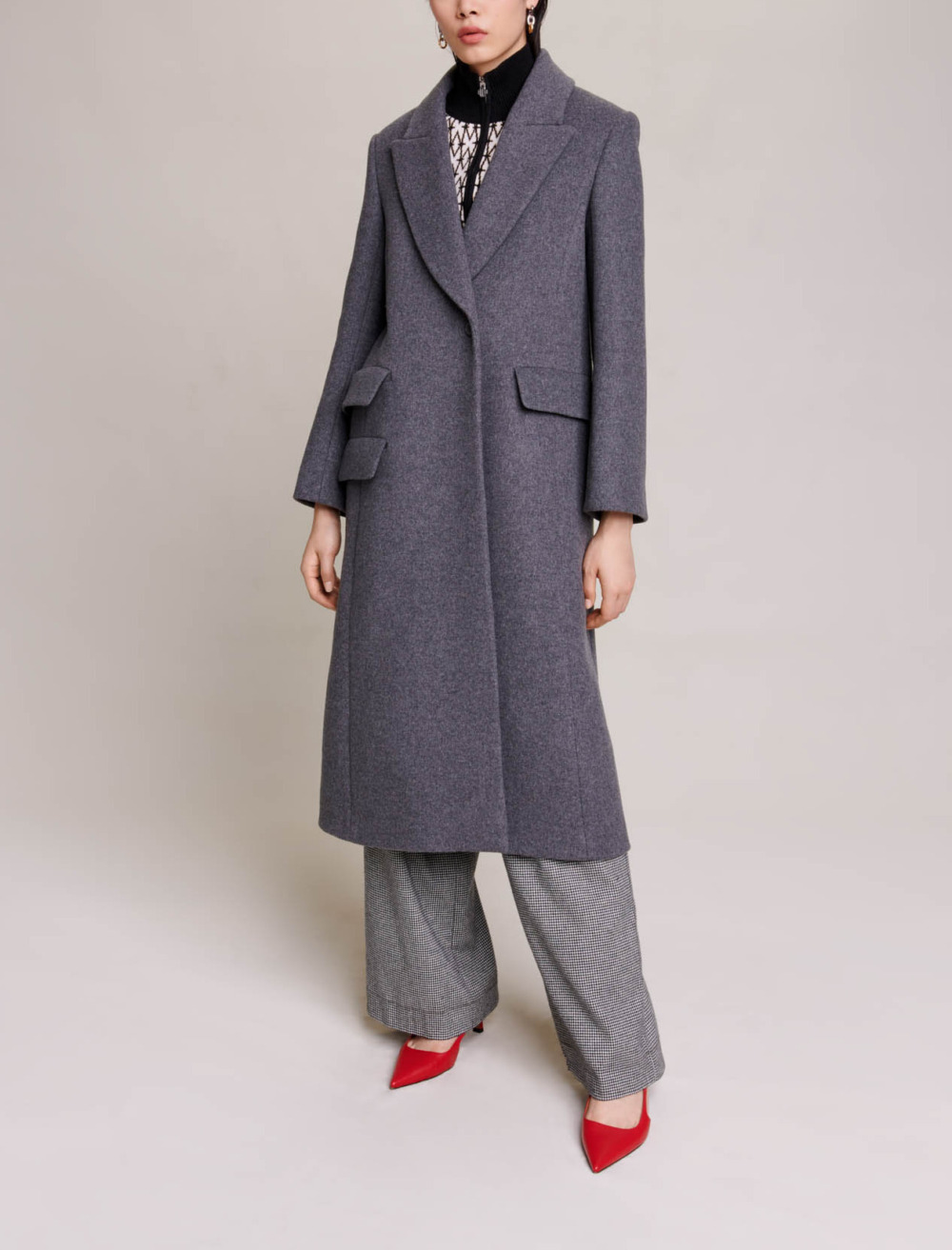 Long coat Black / Gray For Women | Maje