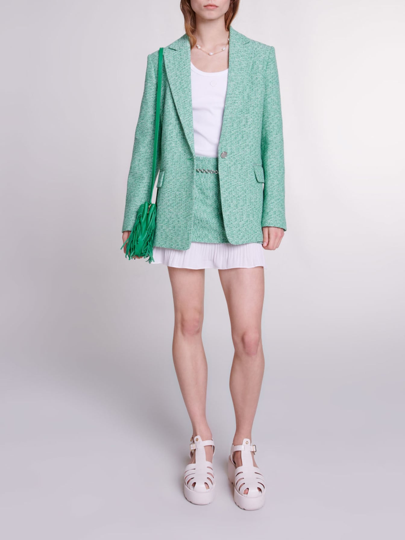Tweed jacket Green For Women | Maje