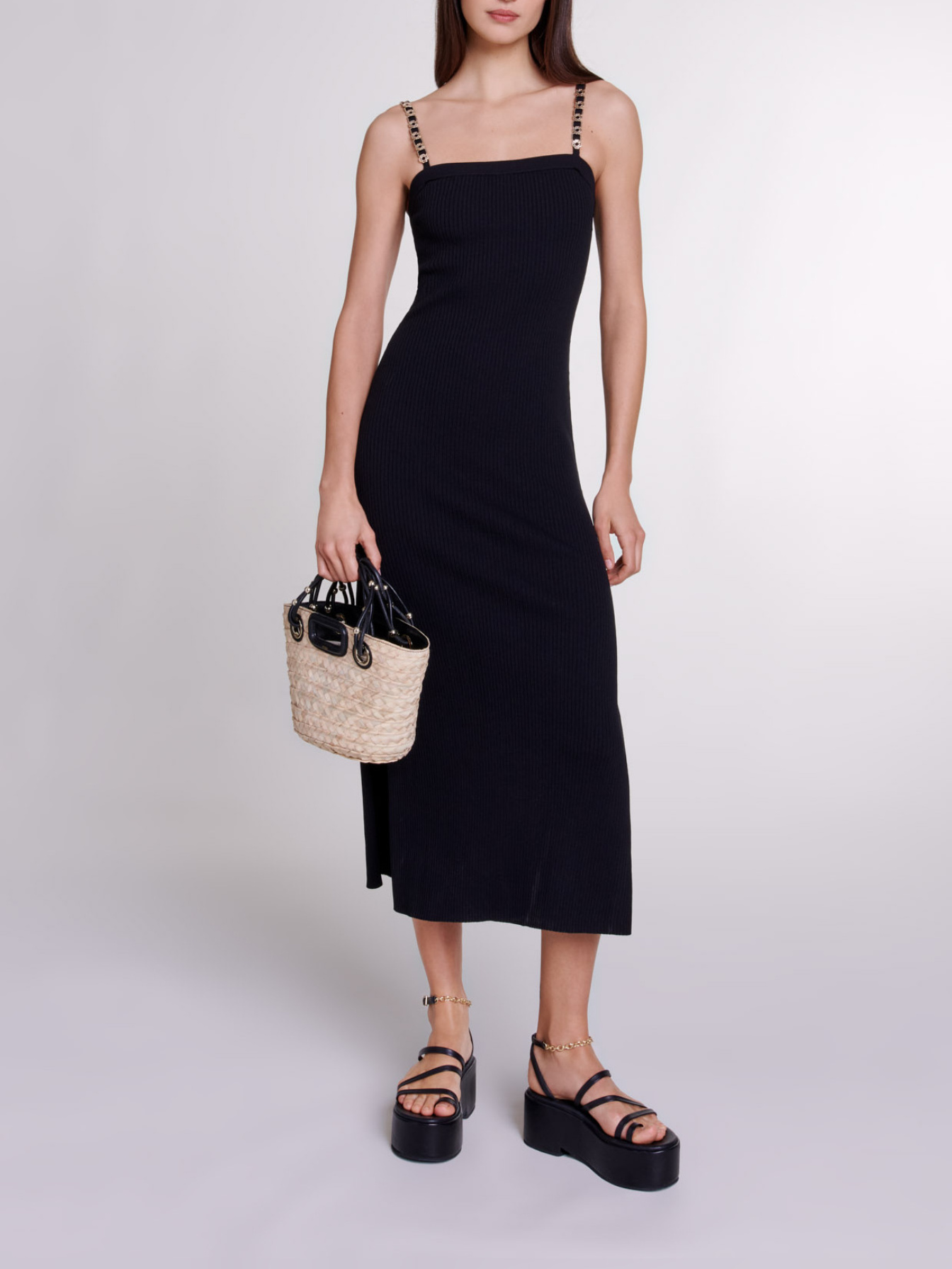 yo BIOTOP Knit pleats mini dress ブラック yo BIOTOP Knit pleats mini dress ブラック yo BIOTOP Knit