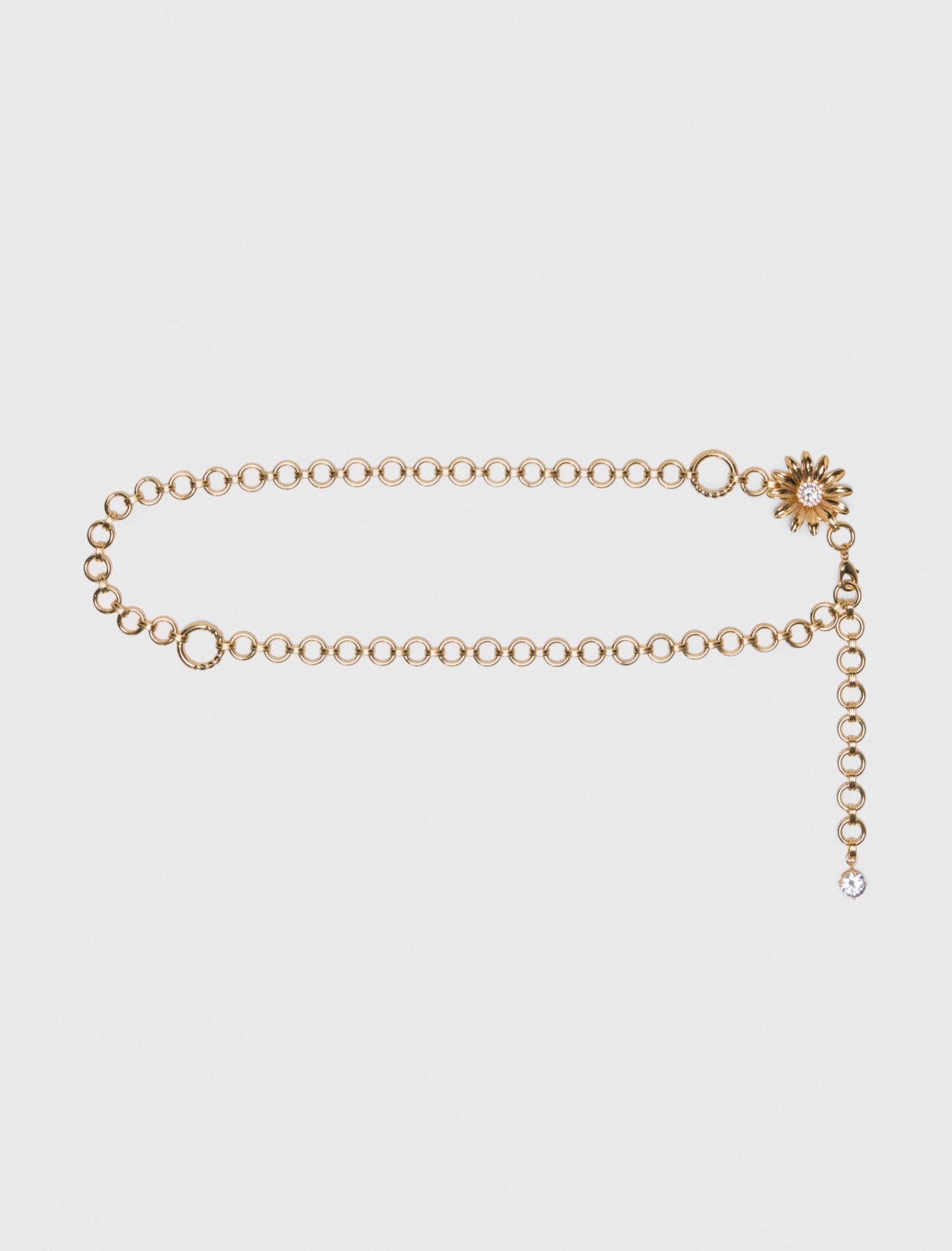 Maje Woman's zirconium Chain belt with flowers for Spring/Summer, in color Gold / Yellow