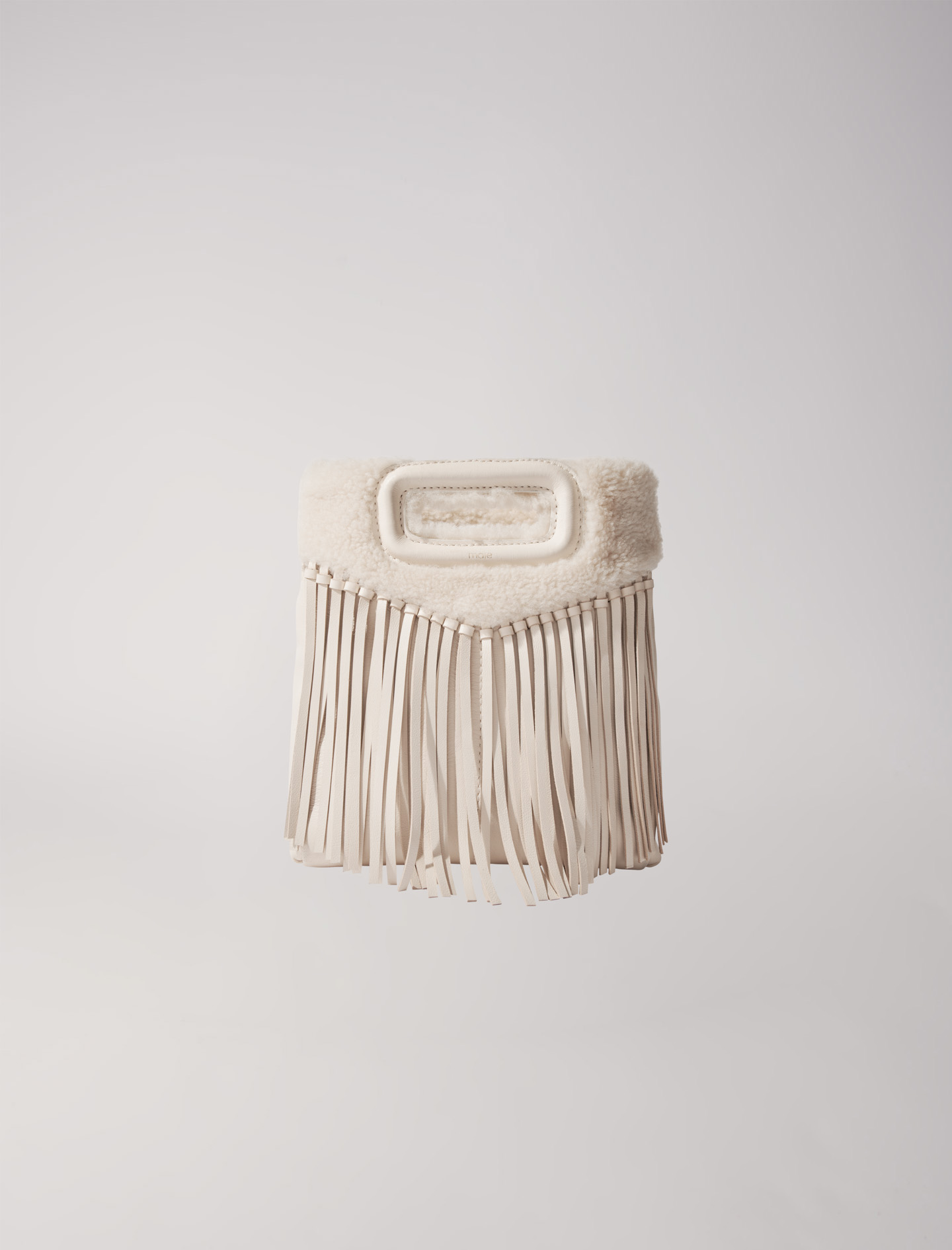 Maje Woman's polyester Faux fur M bag for Fall/Winter, in color Ecru / Beige