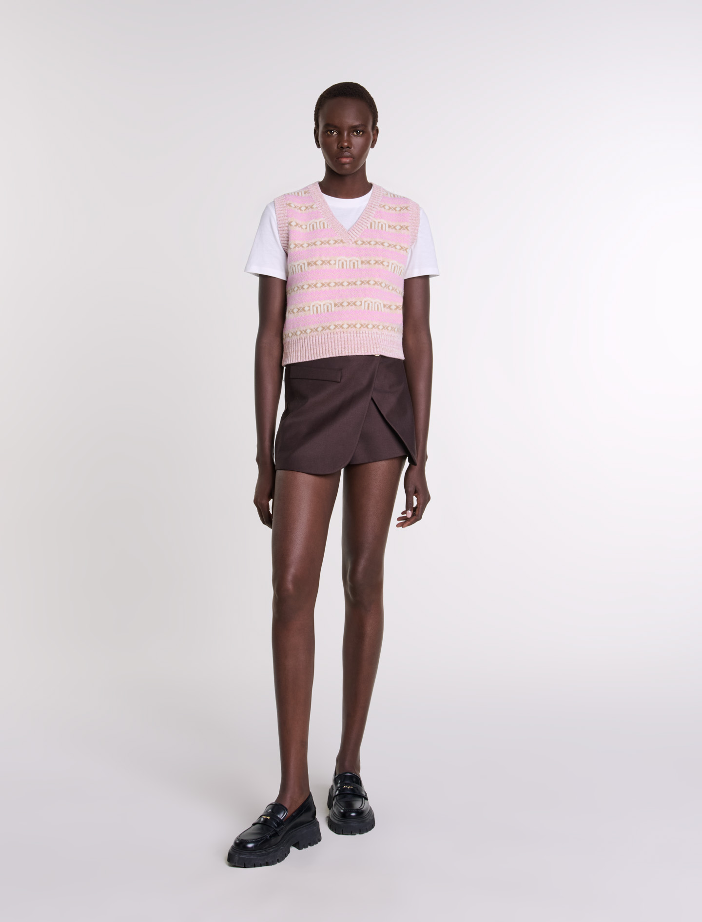 Maje Woman's wool Sleeveless jacquard jumper for Fall/Winter, in color Multi-Coloured / Miscellaneous