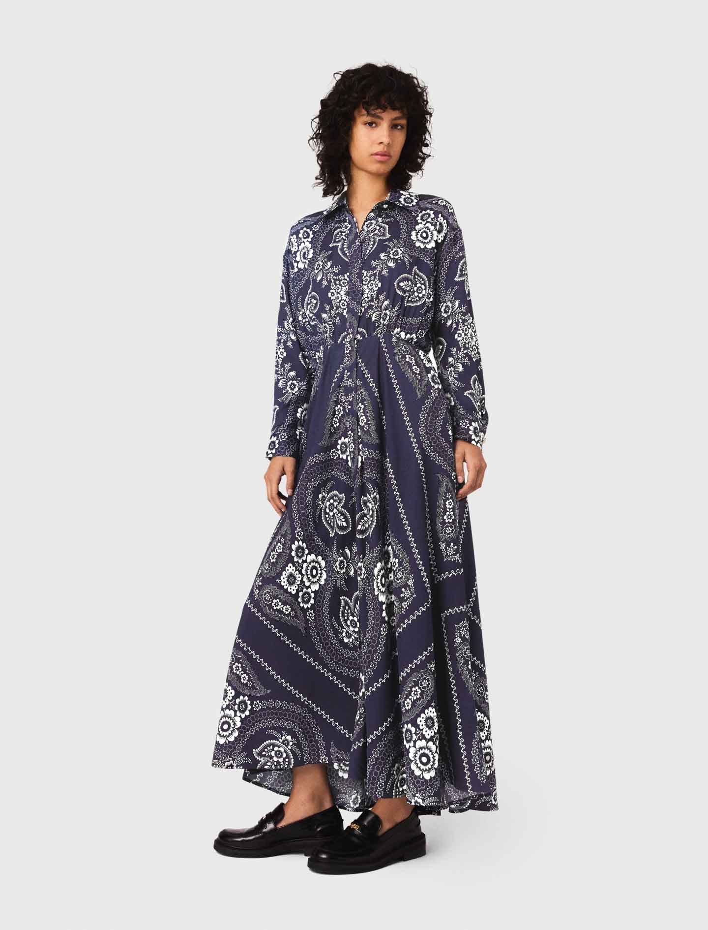 Maje Woman's viscose Maxi bandana print dress for Fall/Winter, in color Navy bandana print /