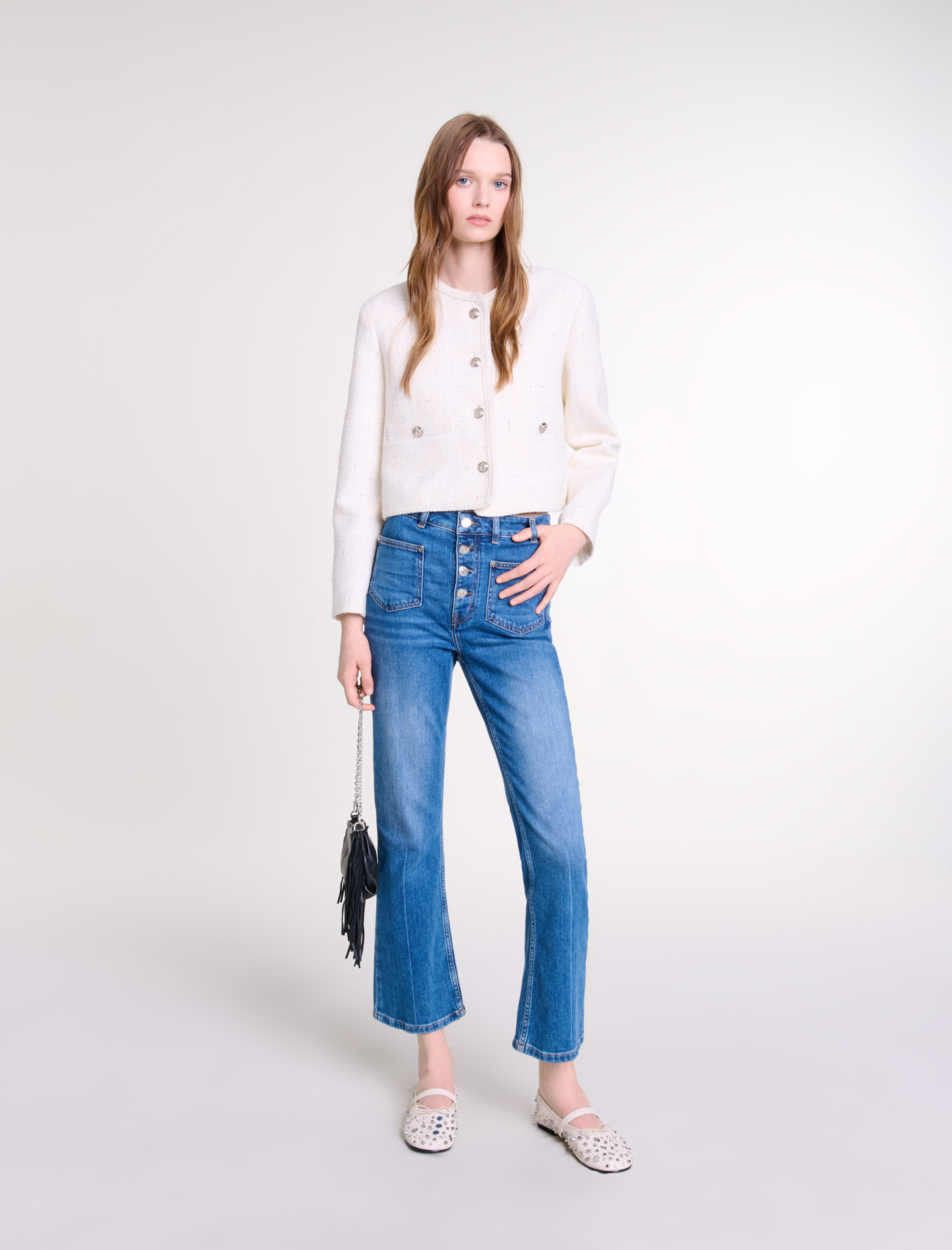 Tweed jacket White For Women | Maje