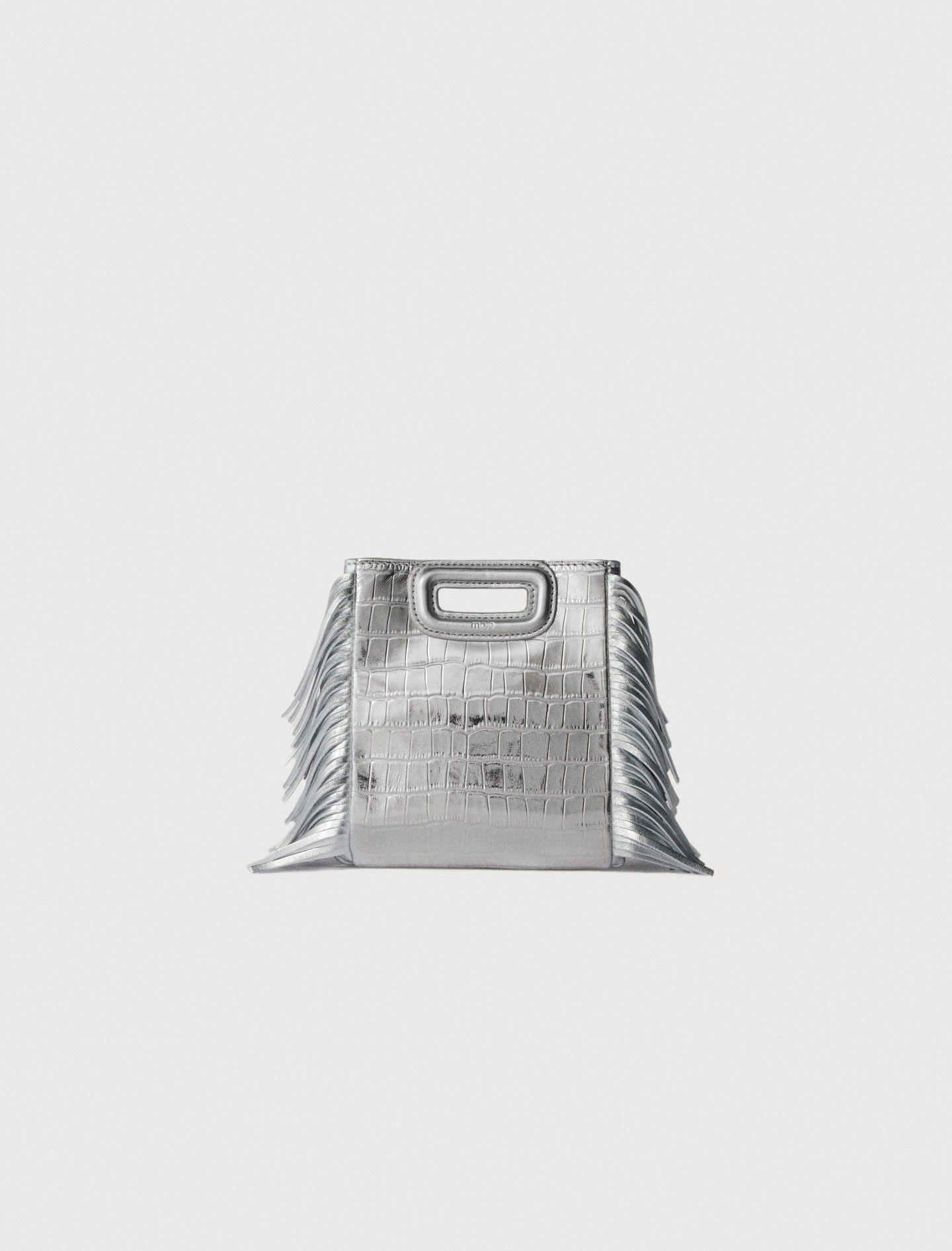 Maje Woman's leather Mini embossed-leather M bag with chain for Fall/Winter, One Size, in color Silver / Grey