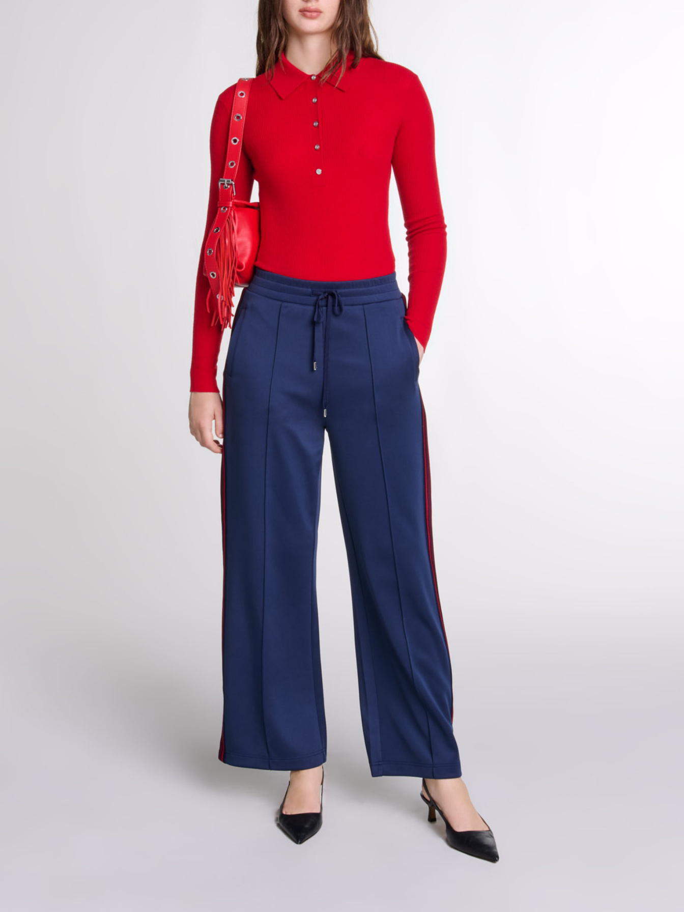 Maje Woman's wool Wool and silk bodysuit for Fall/Winter, in color Red / Red