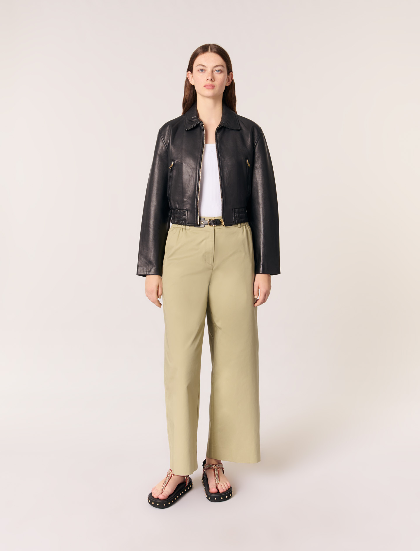 Maje Woman's leather Leather jacket for Spring/Summer, in color Black / Black