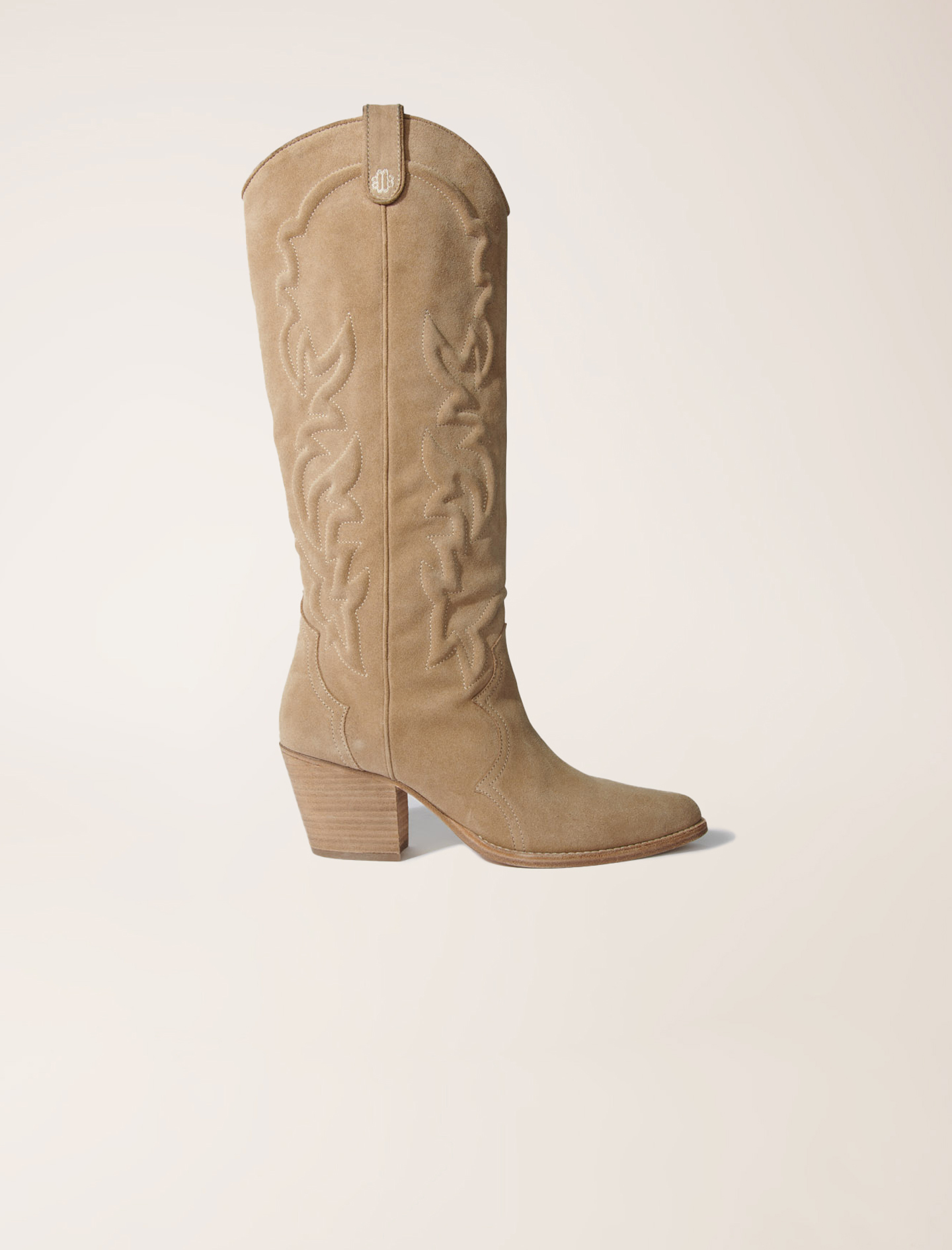 Embroidered leather cowboy boots Natural for Women Maje
