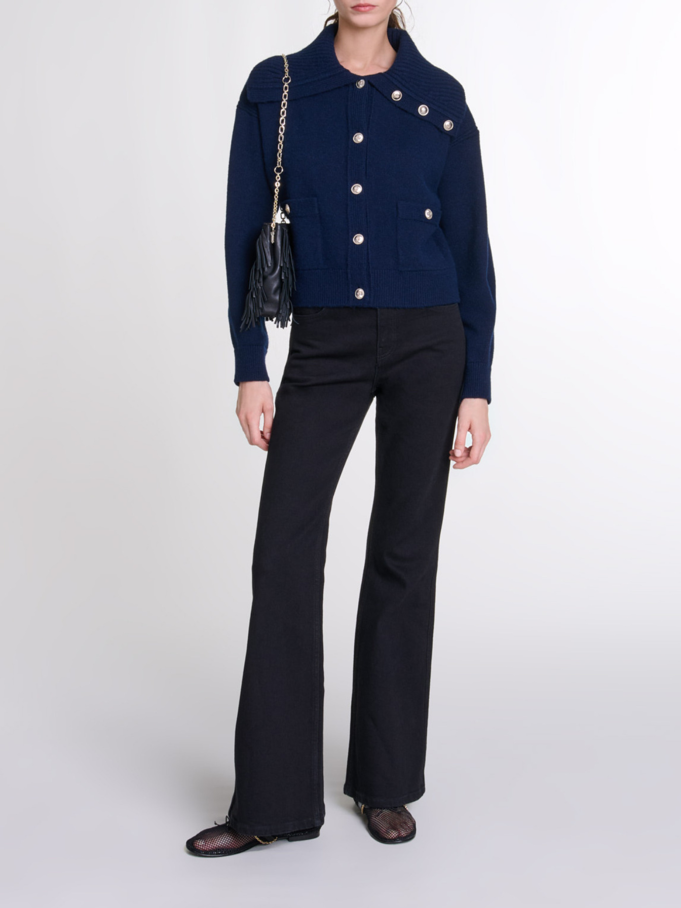 Maje Woman's cotton Flared jeans for Fall/Winter, in color Black / Black