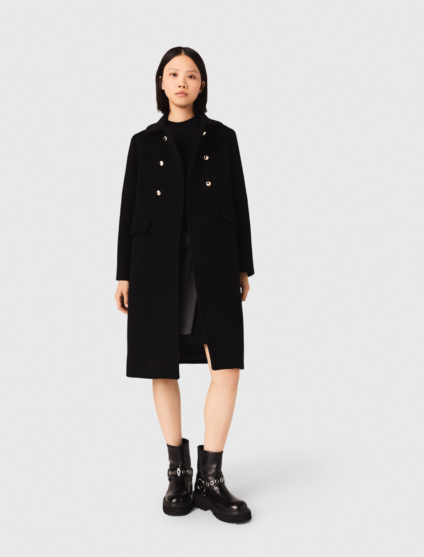 Maje Long wool blend coat