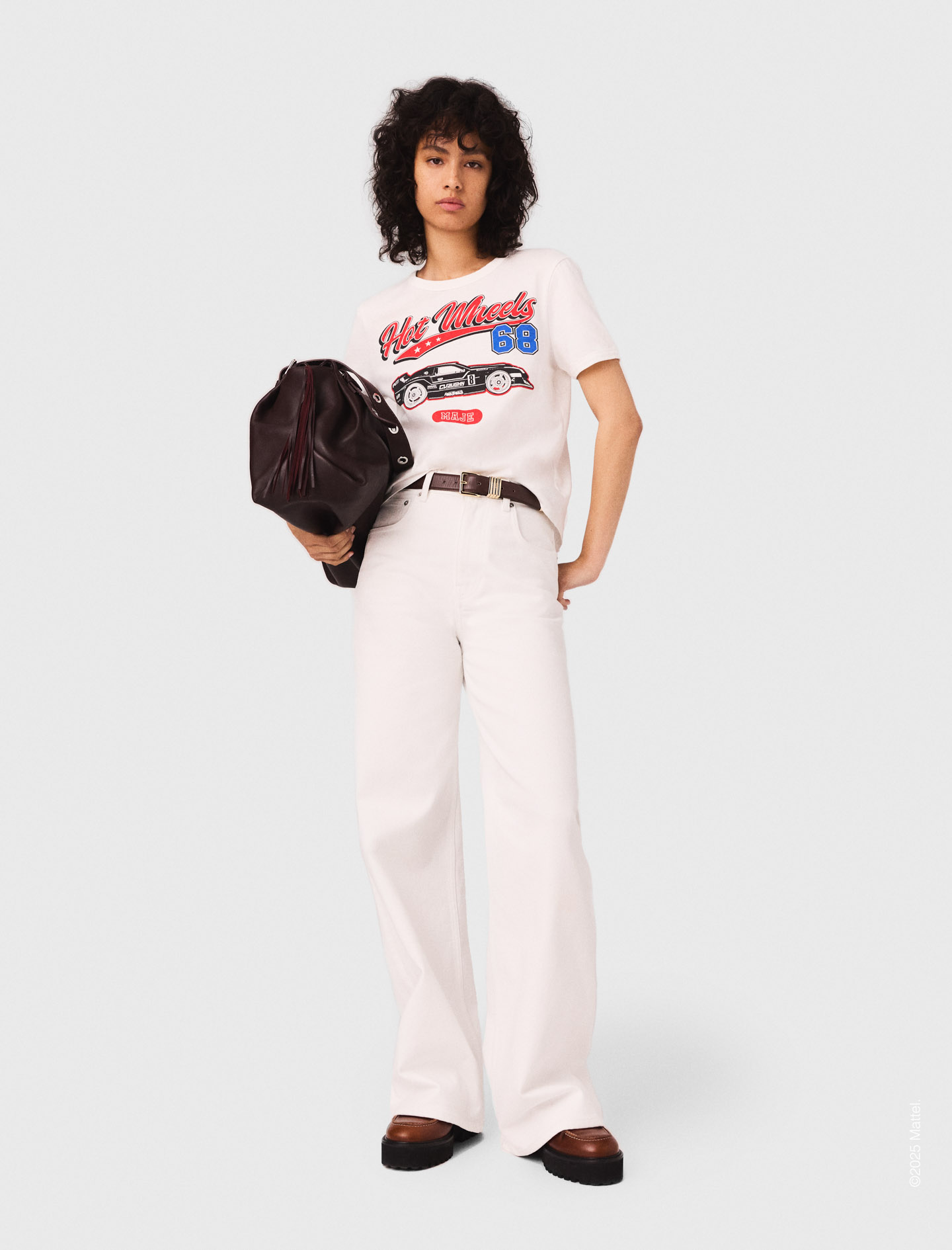 Maje Woman's cotton Printed T-shirt for Fall/Winter, in color White / White