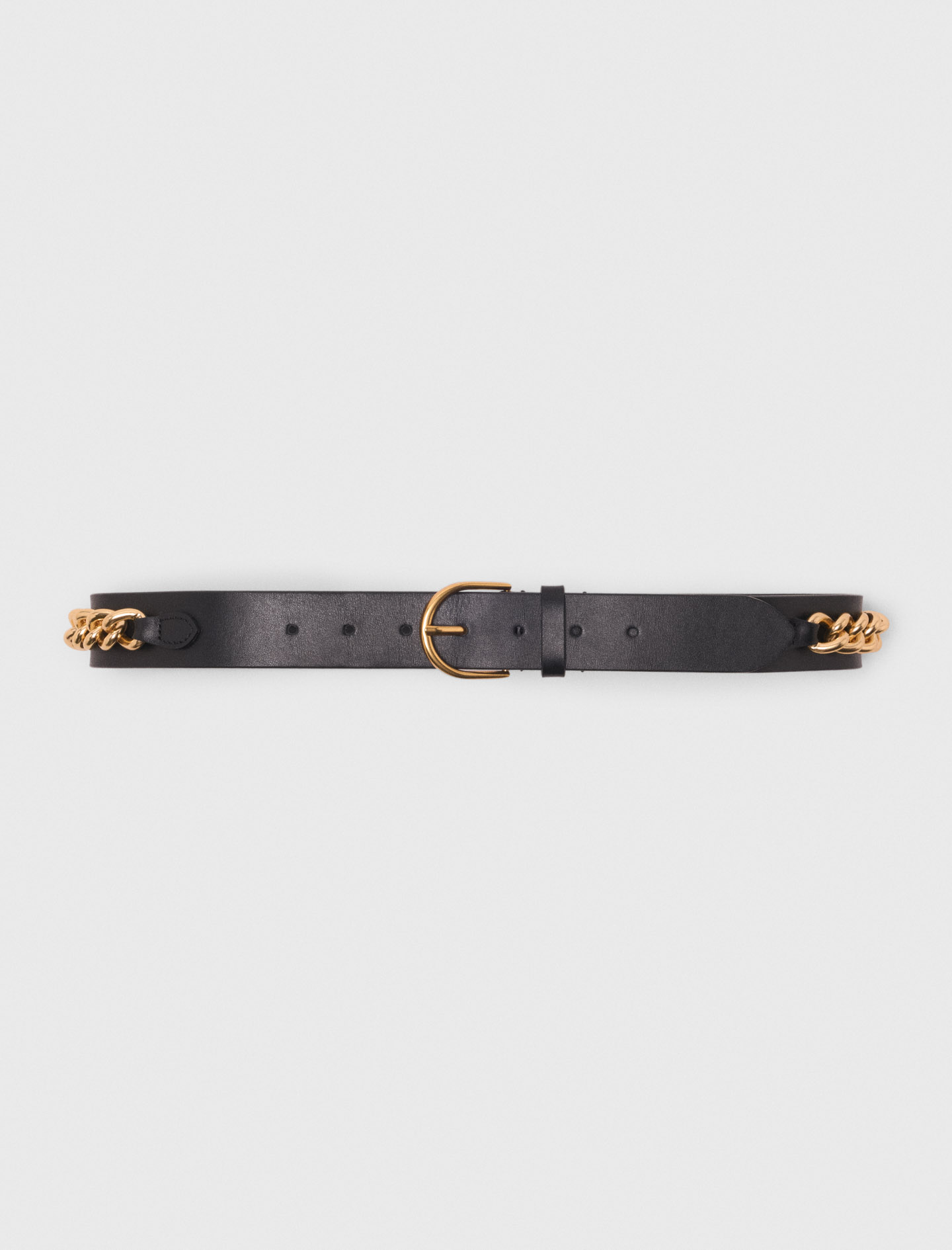 Maje Woman's polyester Leather belt with chain details for Fall/Winter, in color Black / Black