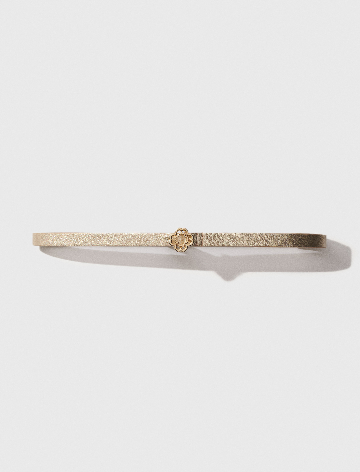 Maje Woman's polyester Slim belt with Clover buckle for Spring/Summer, size Large, in color Light gold /