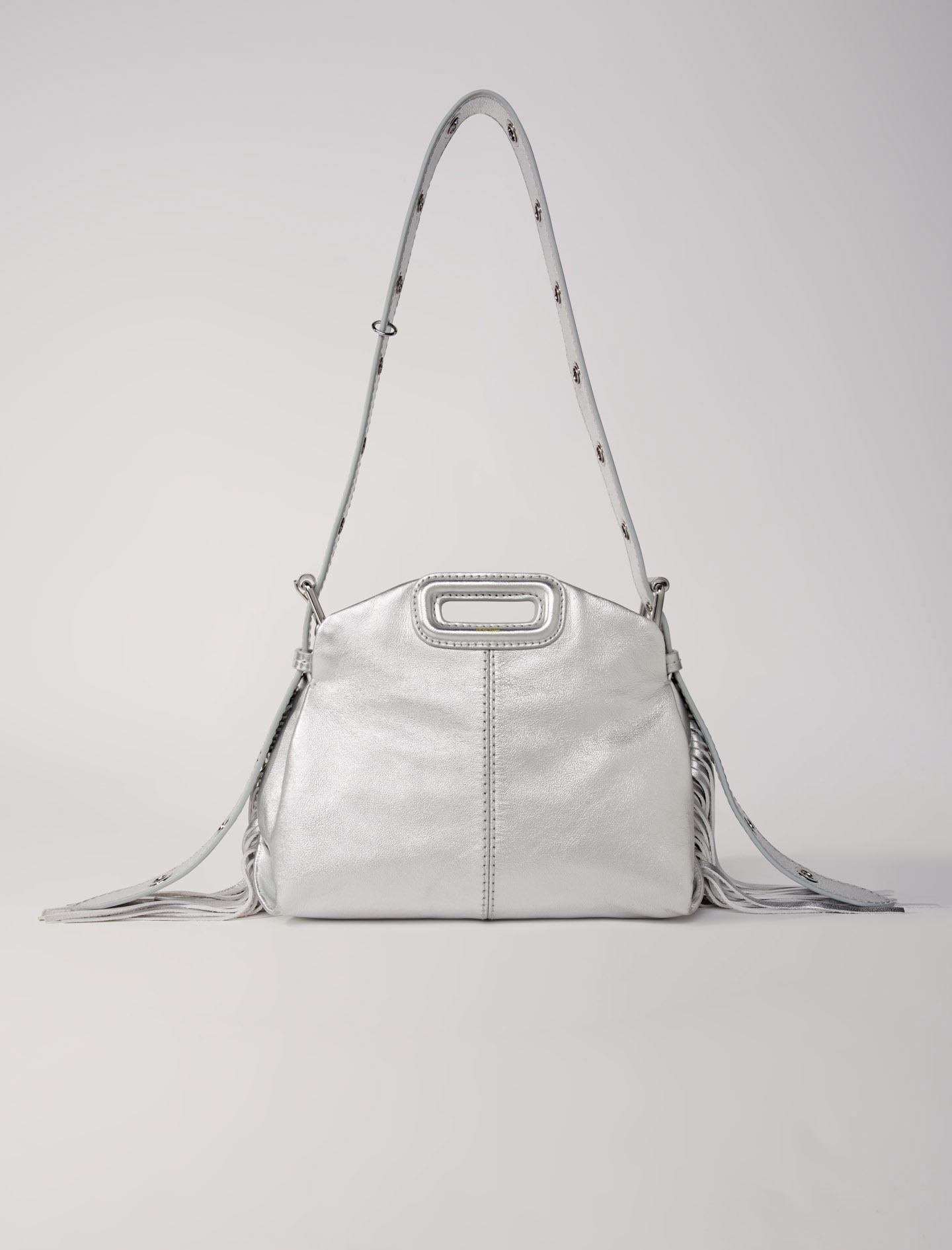 Maje Woman's cotton Metallic leather mini Miss M bag for Fall/Winter, One Size, in color Silver / Grey