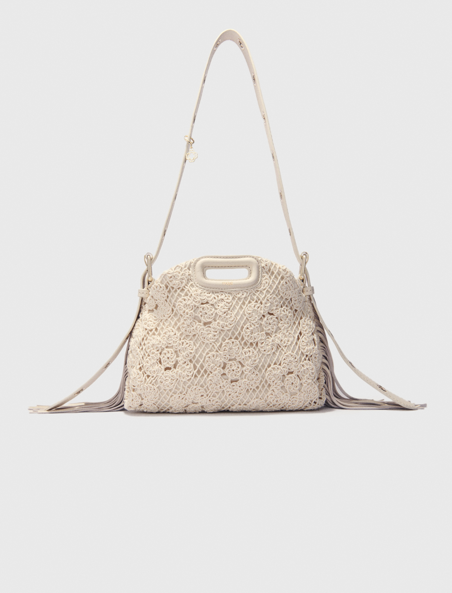 Maje Woman's cotton Crochet-knit mini Miss M bag for Spring/Summer, One Size, in color Ecru / Beige