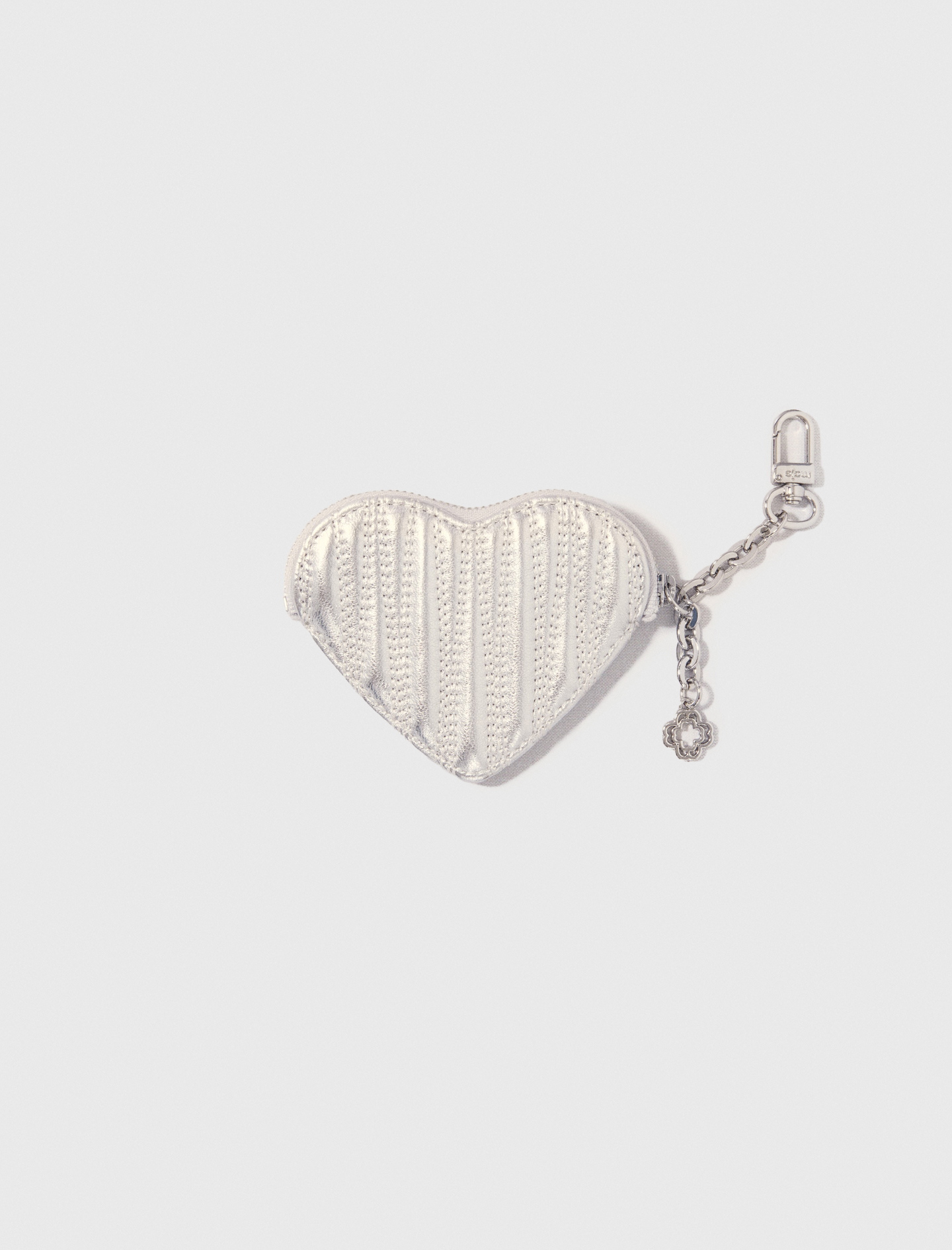 Maje Woman's leather Quilted metallic heart purse for Spring/Summer, One Size, in color Silver / Grey
