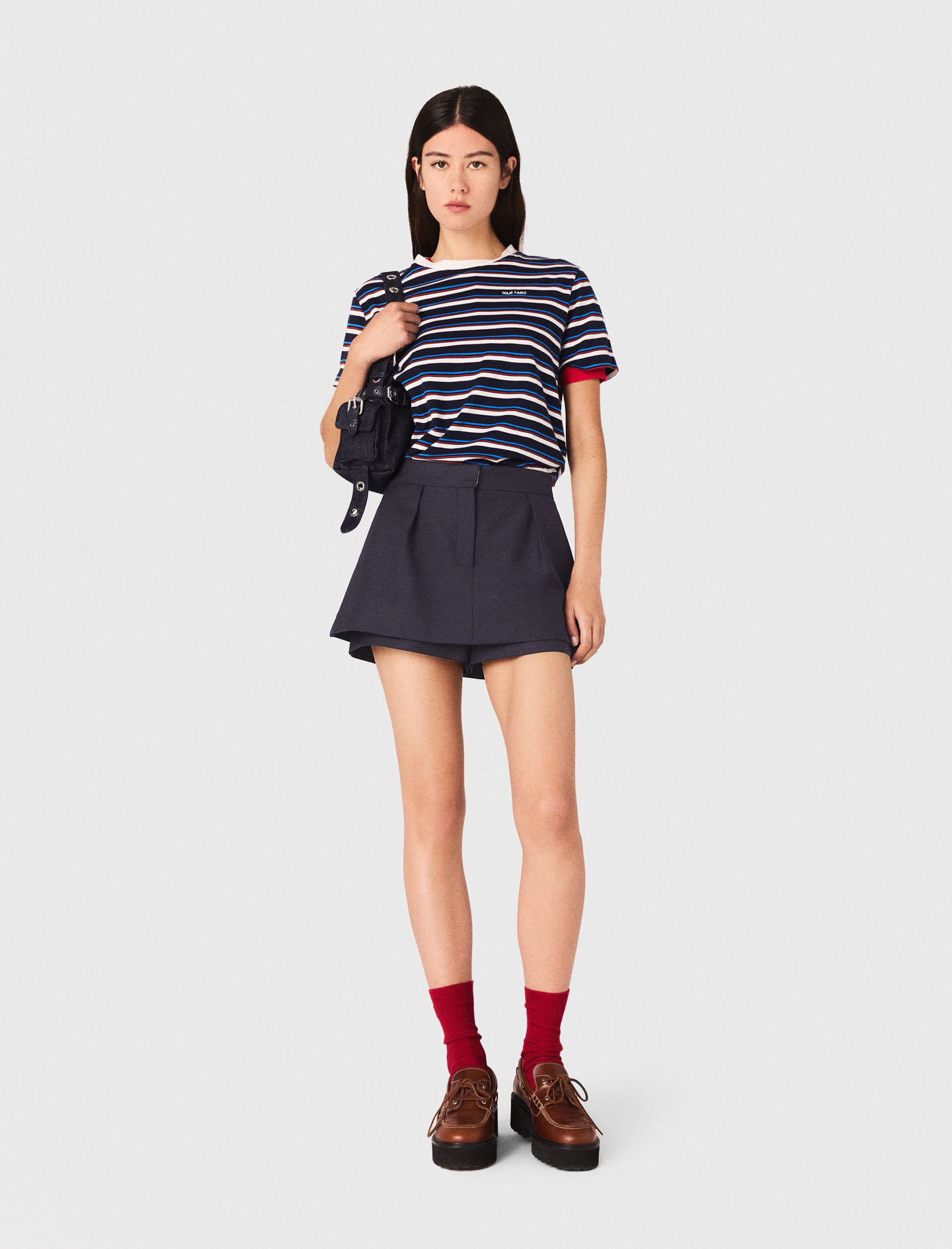 Maje Woman's polyester Skort for Fall/Winter, in color Navy / Blue