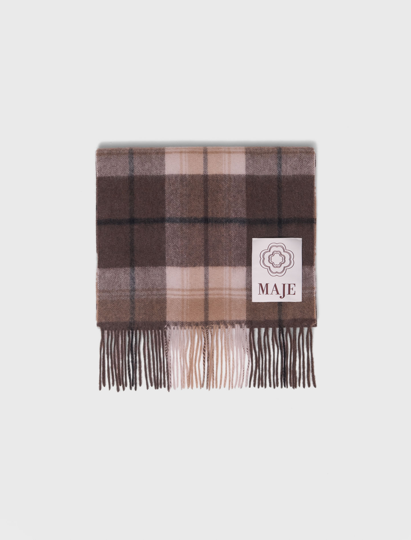 Maje Woman's wool Wool check scarf for Fall/Winter, in color Big Brown Check /