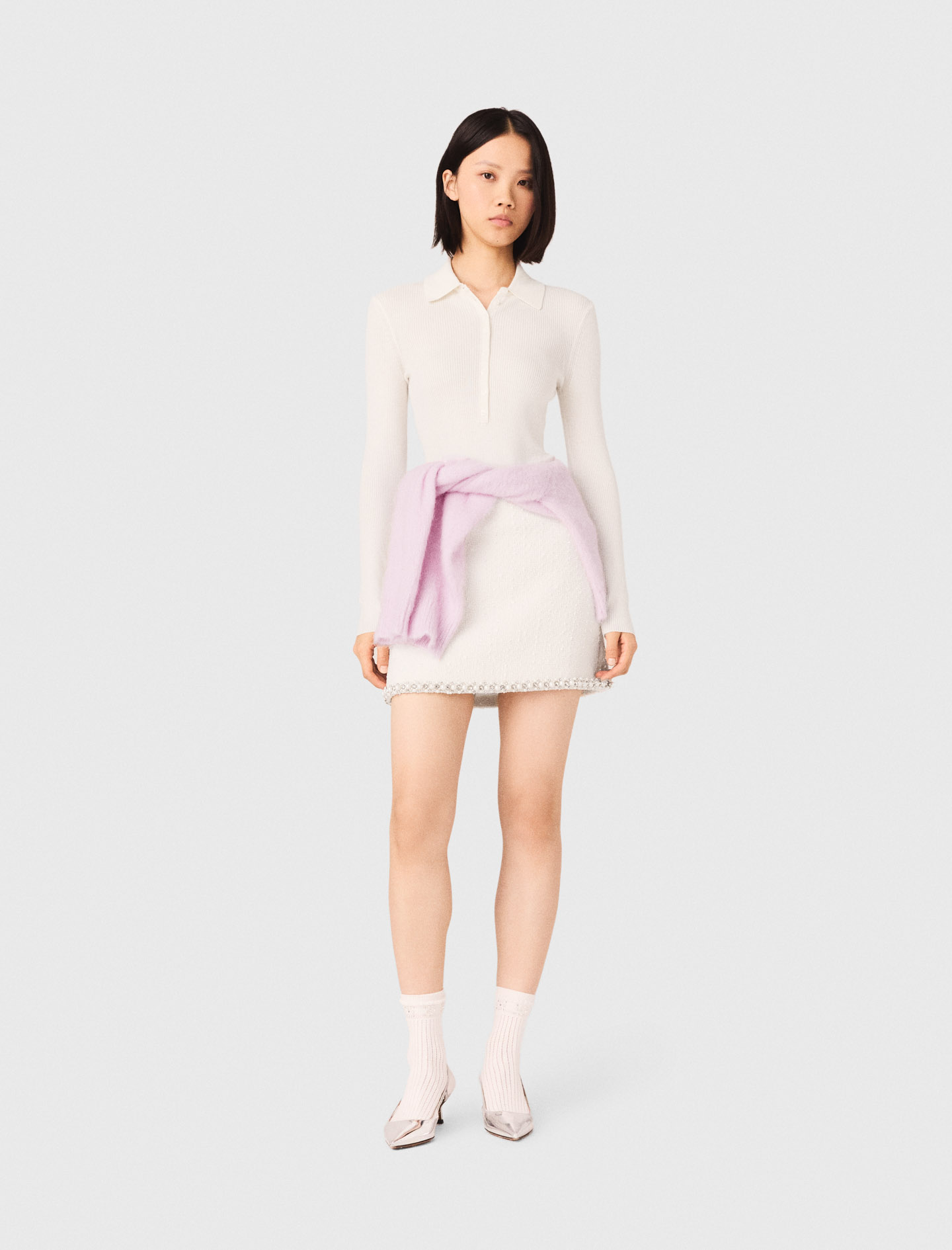 Maje Ribbed polo sweater