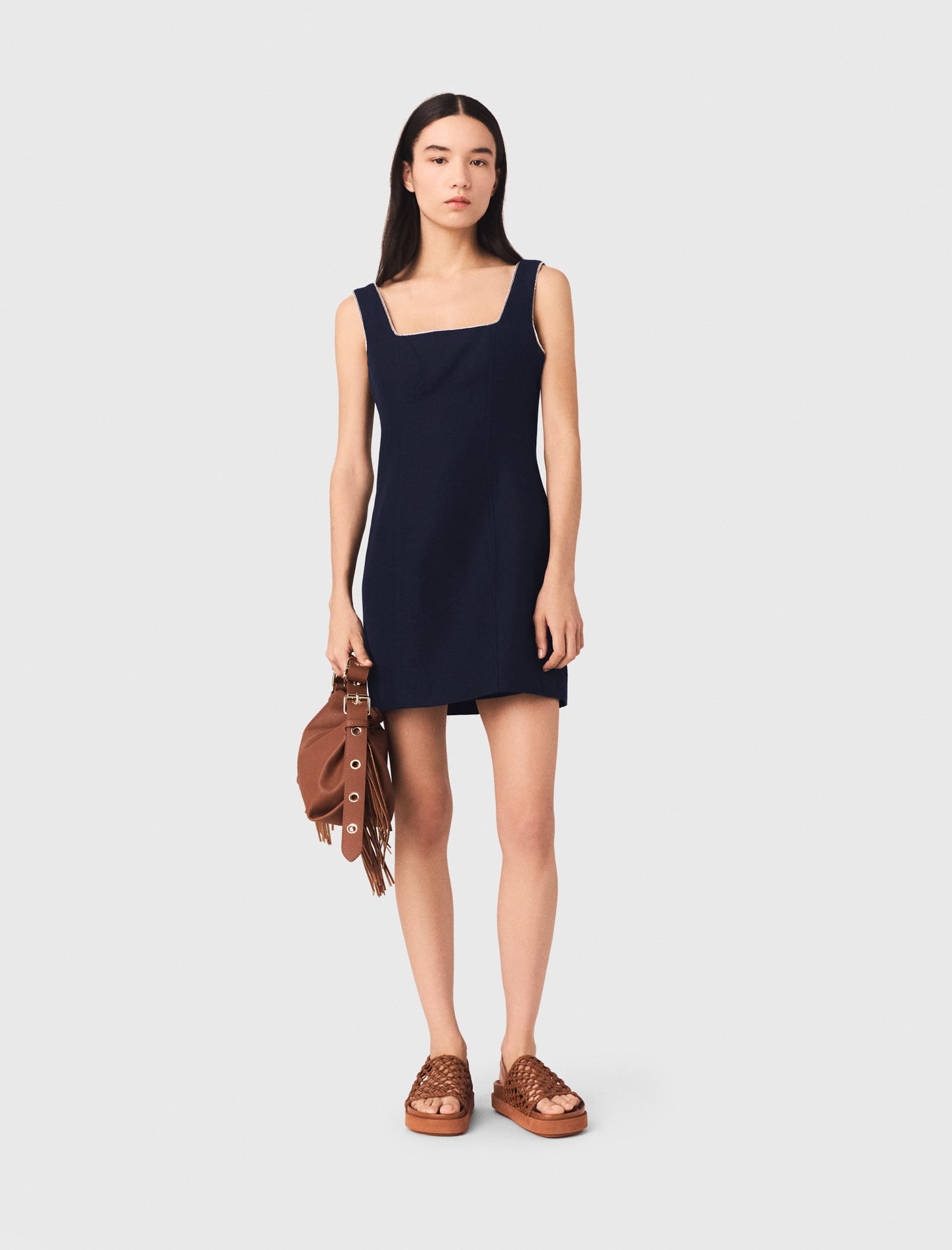 Maje Short linen-blend dress