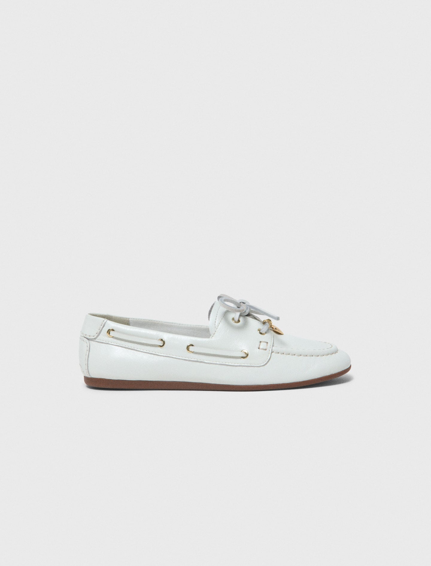 Maje Woman's cotton Leather boat shoes for Spring/Summer, in color White / White