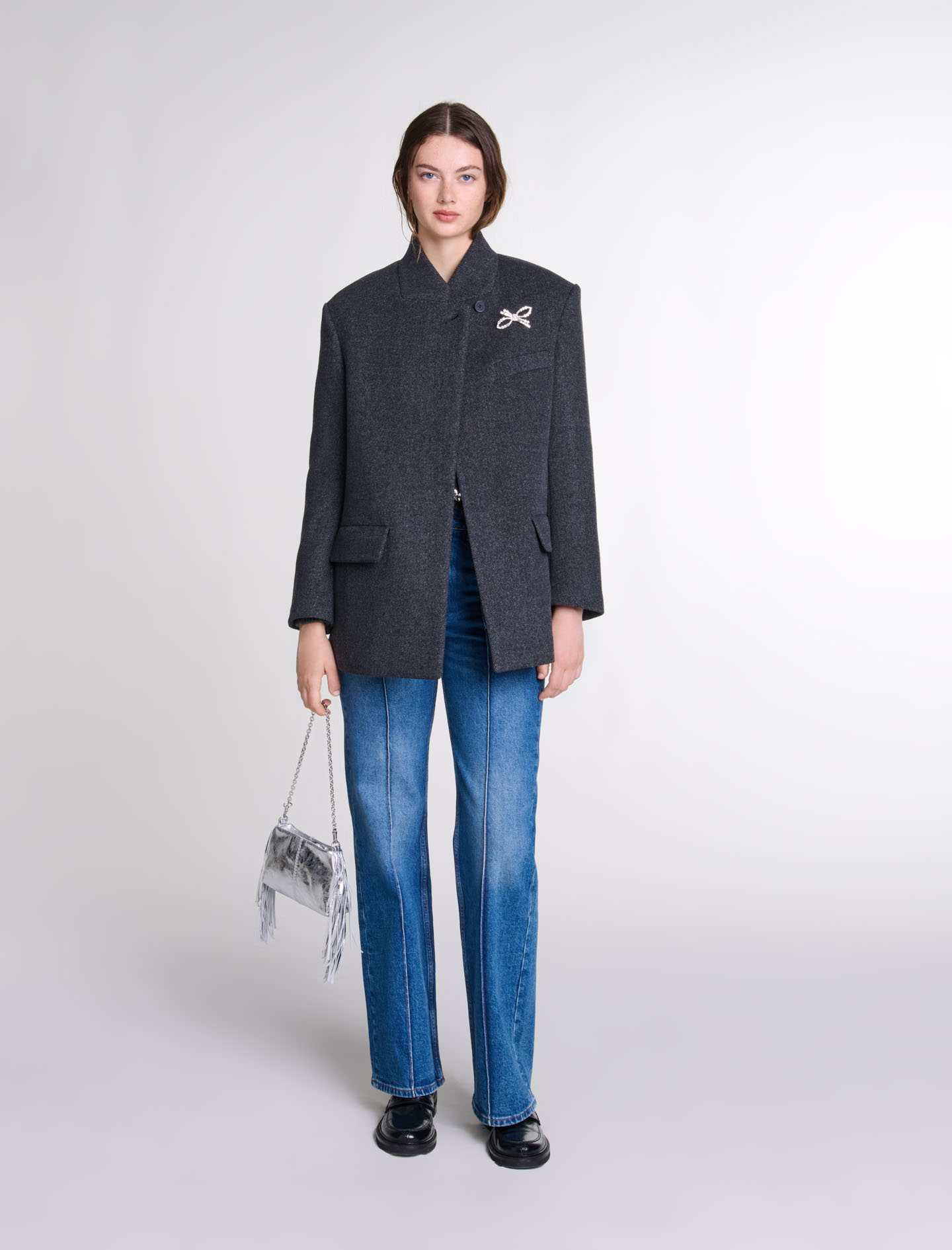 Maje Woman's wool Wool Coat for Fall/Winter, in color Anthracite grey /