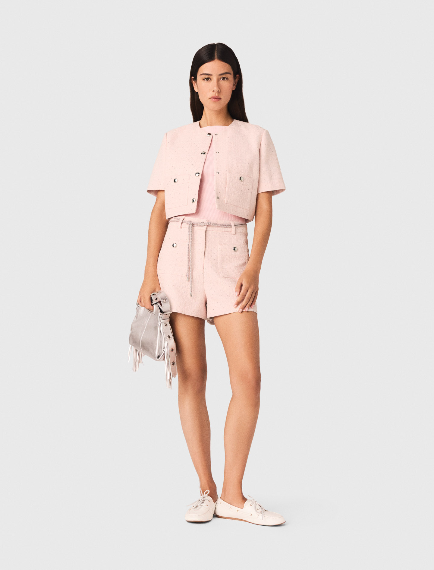 Maje Short-sleeved tweed jacket