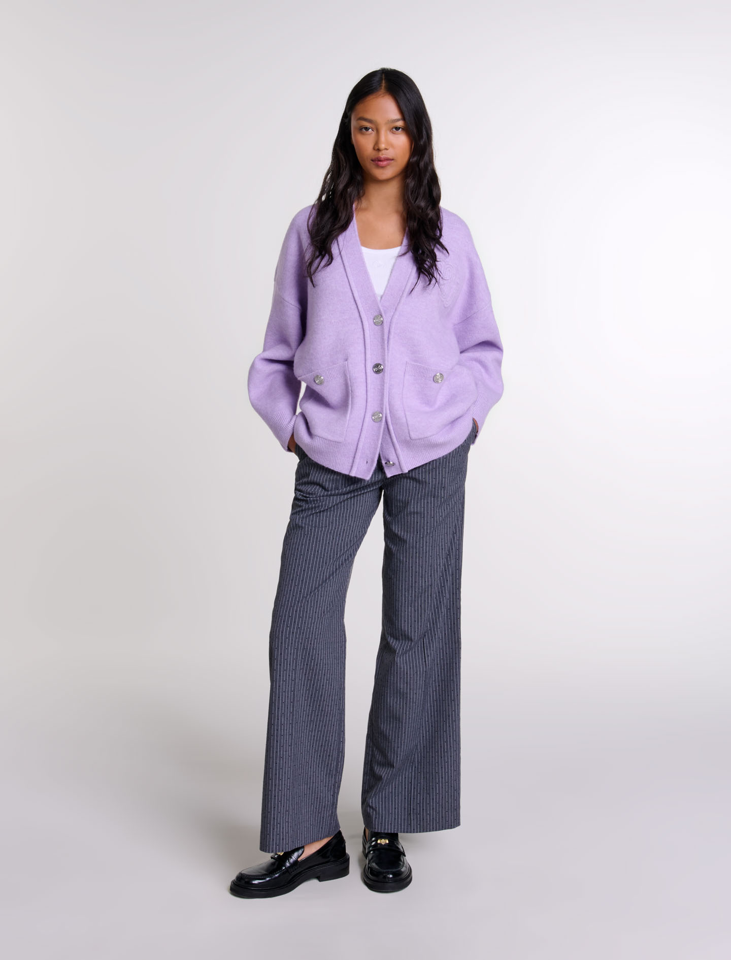 MAJE 売れ筋商品|||マージュ カーディガン アウター レディース Cardigans Purple Longline cardigan Purple For Women | Maje