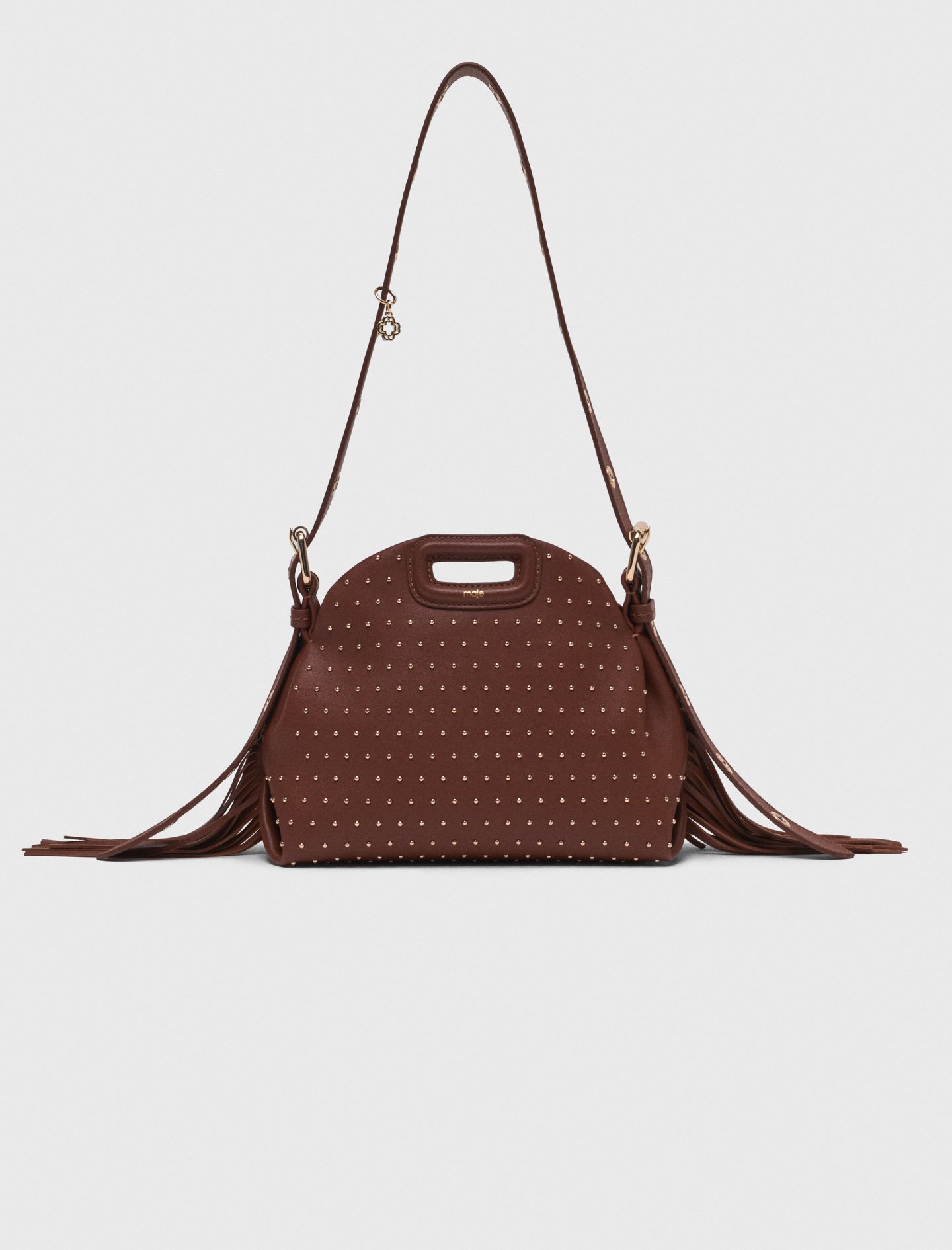 Maje Woman's leather Miss M mini leather studded bag for Fall/Winter, One Size, in color brown /