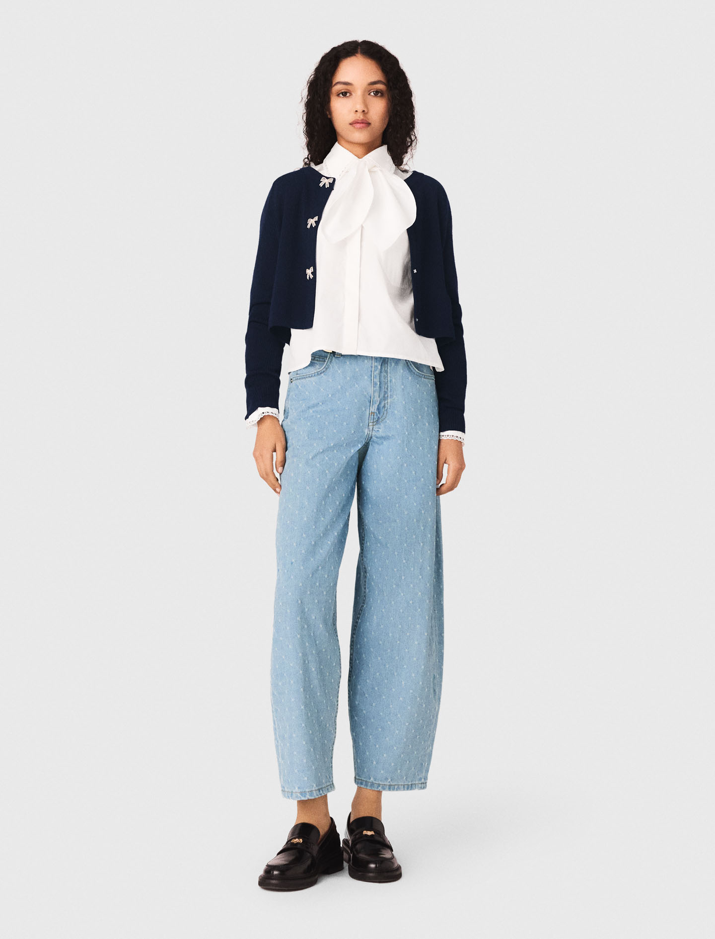 Maje Jewelled bow-button cardigan