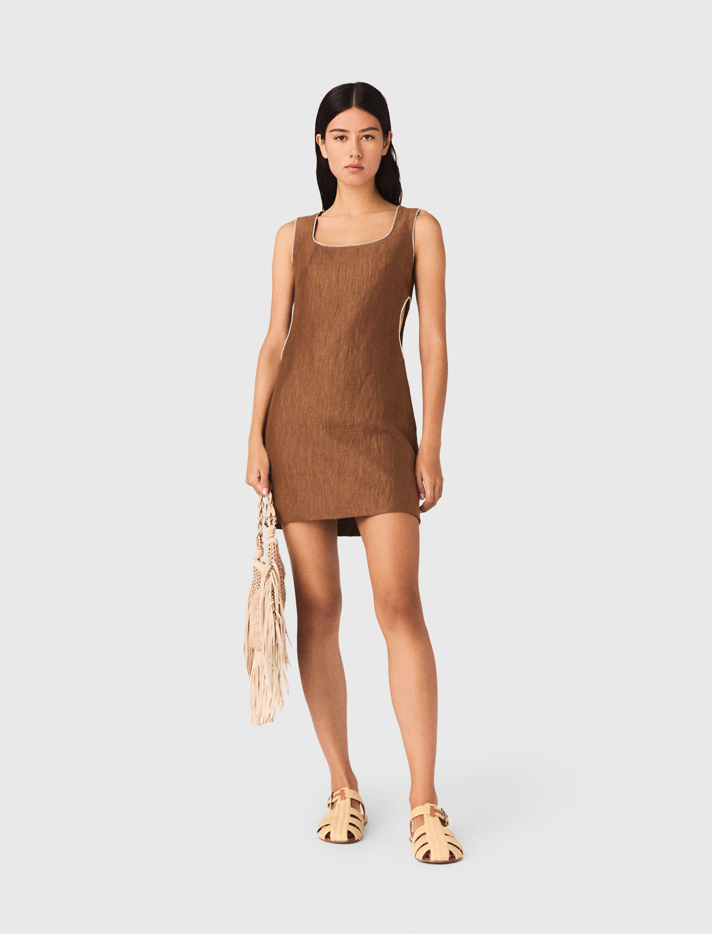Maje Short linen-blend dress