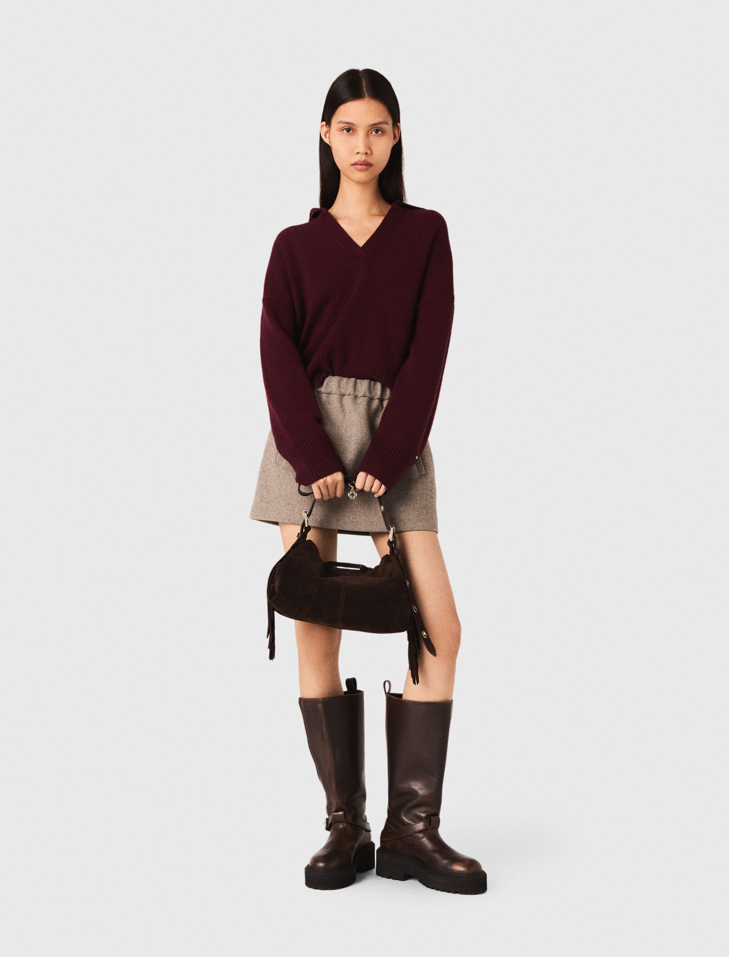 Maje Woman's wool Short wool blend skirt for Fall/Winter, in color Beige / Beige