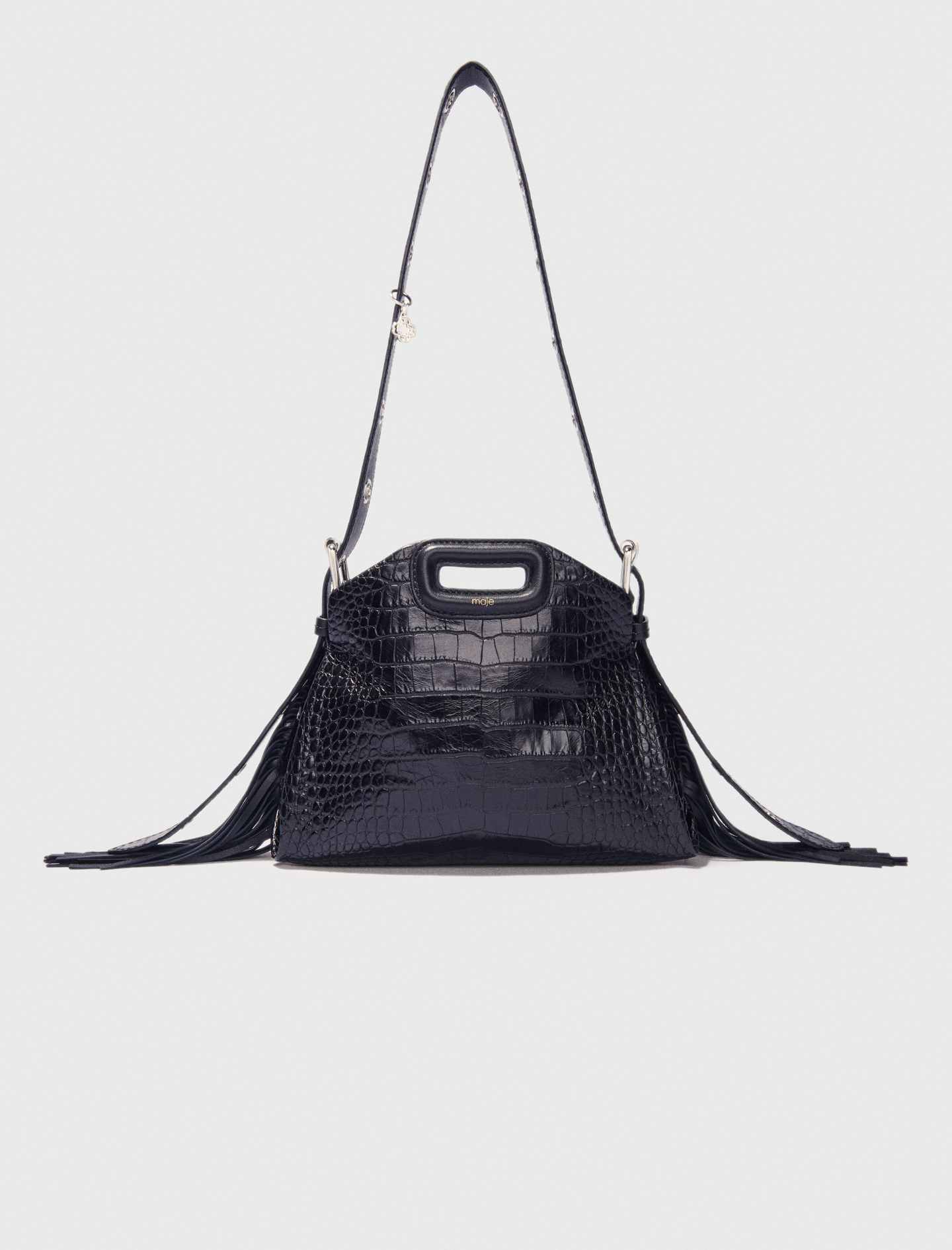 Maje Woman's leather Miss M Mini embossed leather bag for Fall/Winter, One Size, in color Black / Black